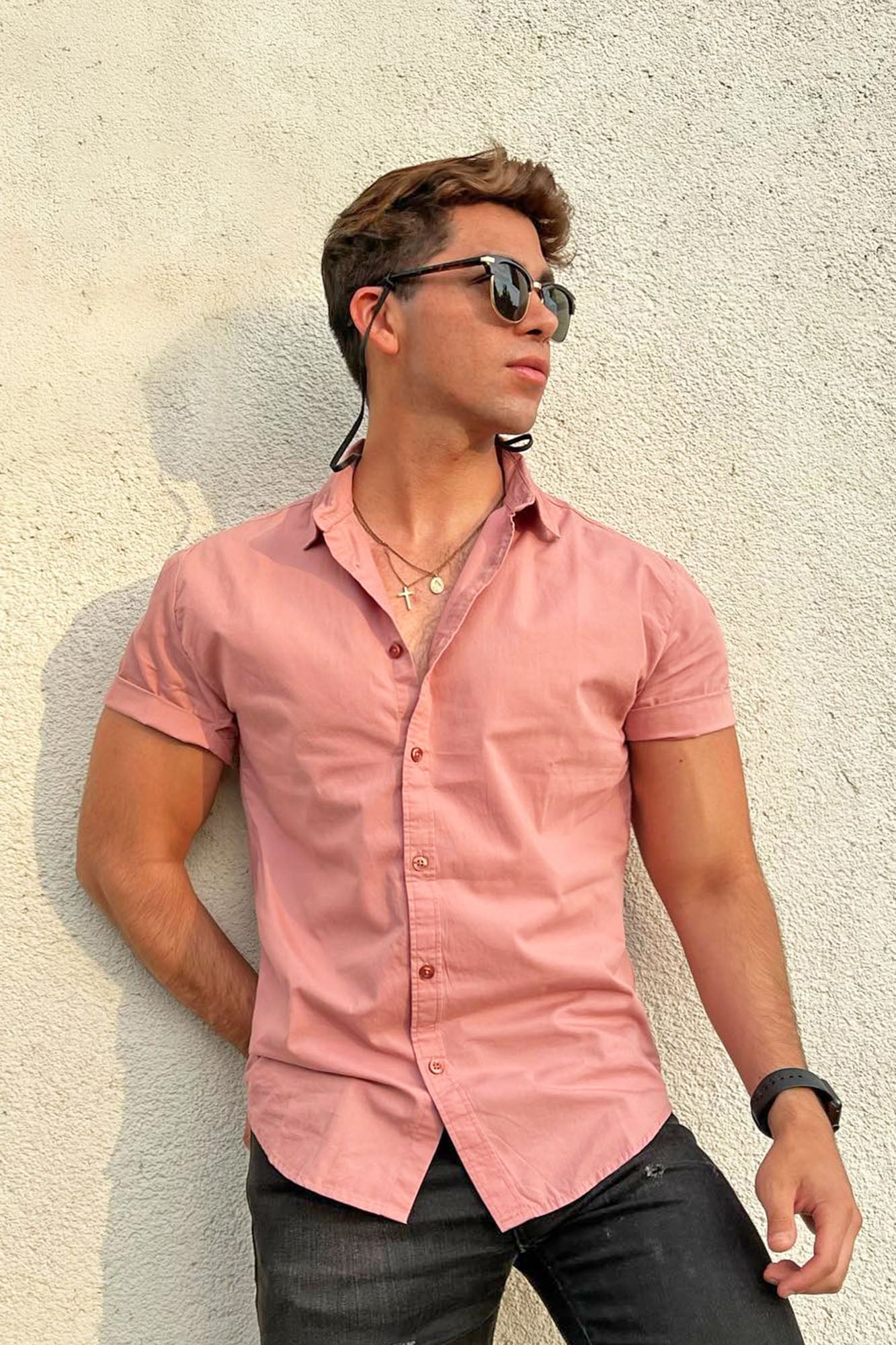 Ryland Short Sleeve Button Up Shirt - Mauve image 6