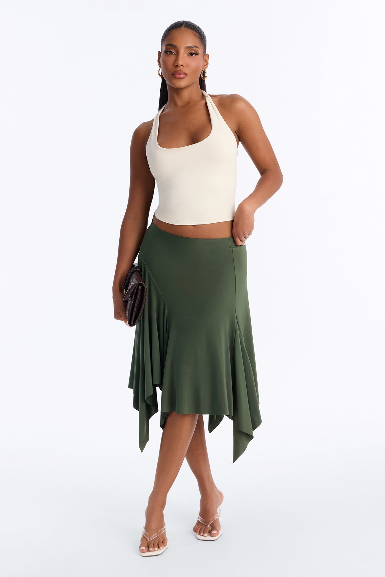 Mae Asymmetrical Midi Skirt - Green image 6