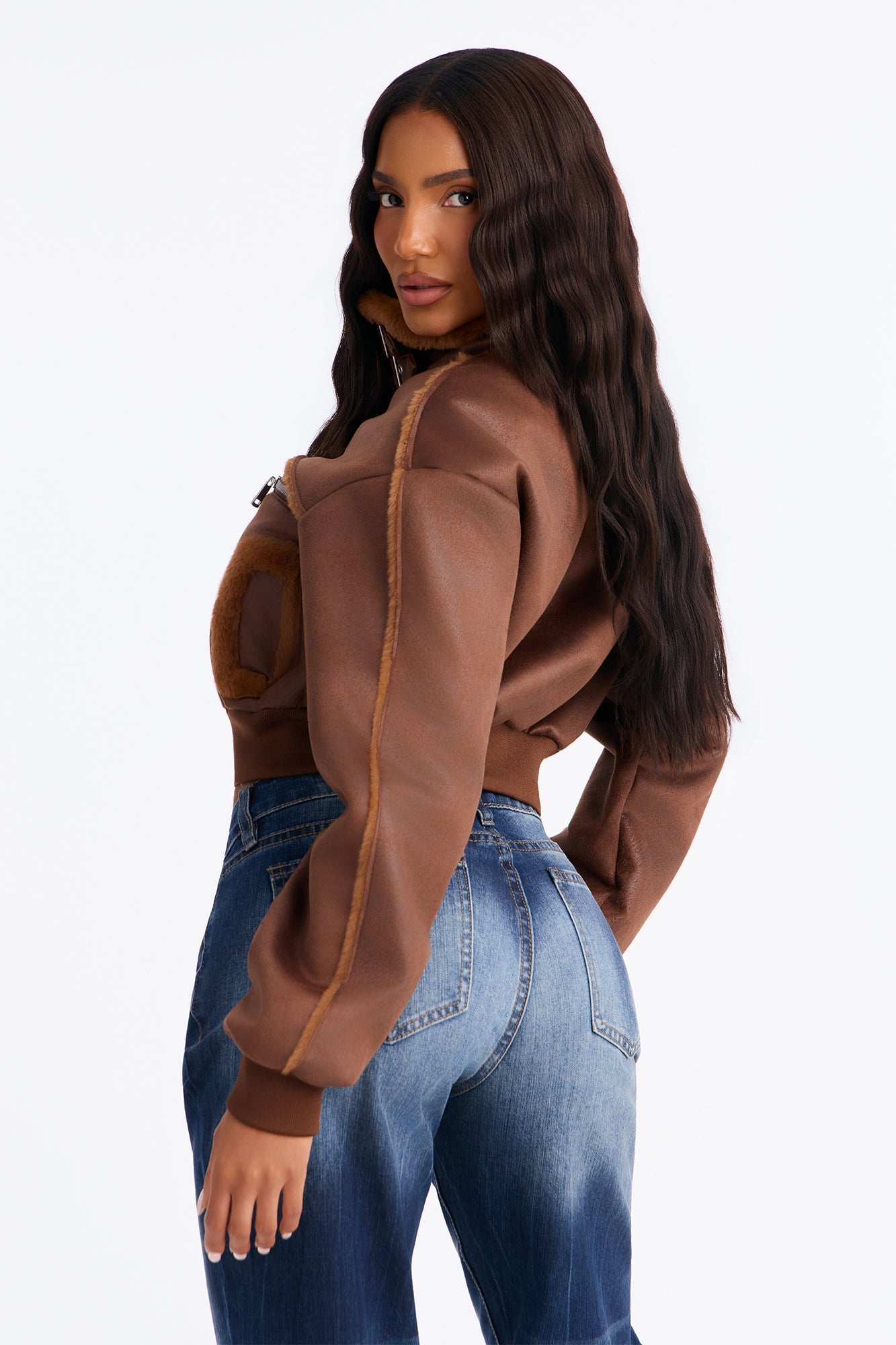 Fair Games Cropped Jacket - Chocolate/Combo image 4