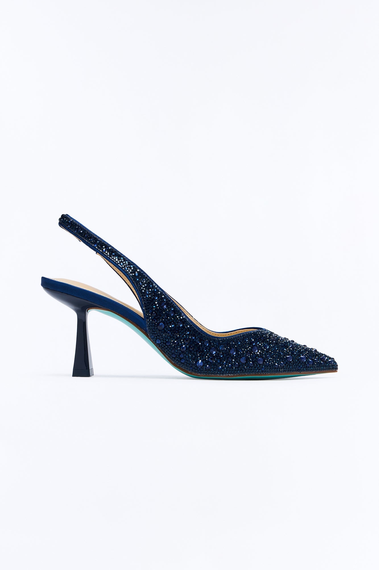 Betsey Johnson Clark Rhinestone Sling Back Pumps - Navy image 3