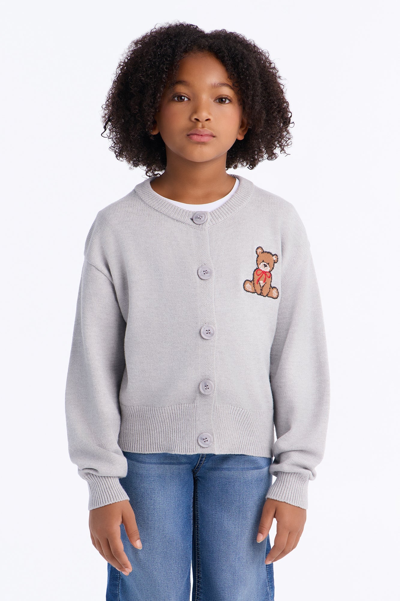 Mini Beary Nice To See You Cardigan - Heather Grey image 1