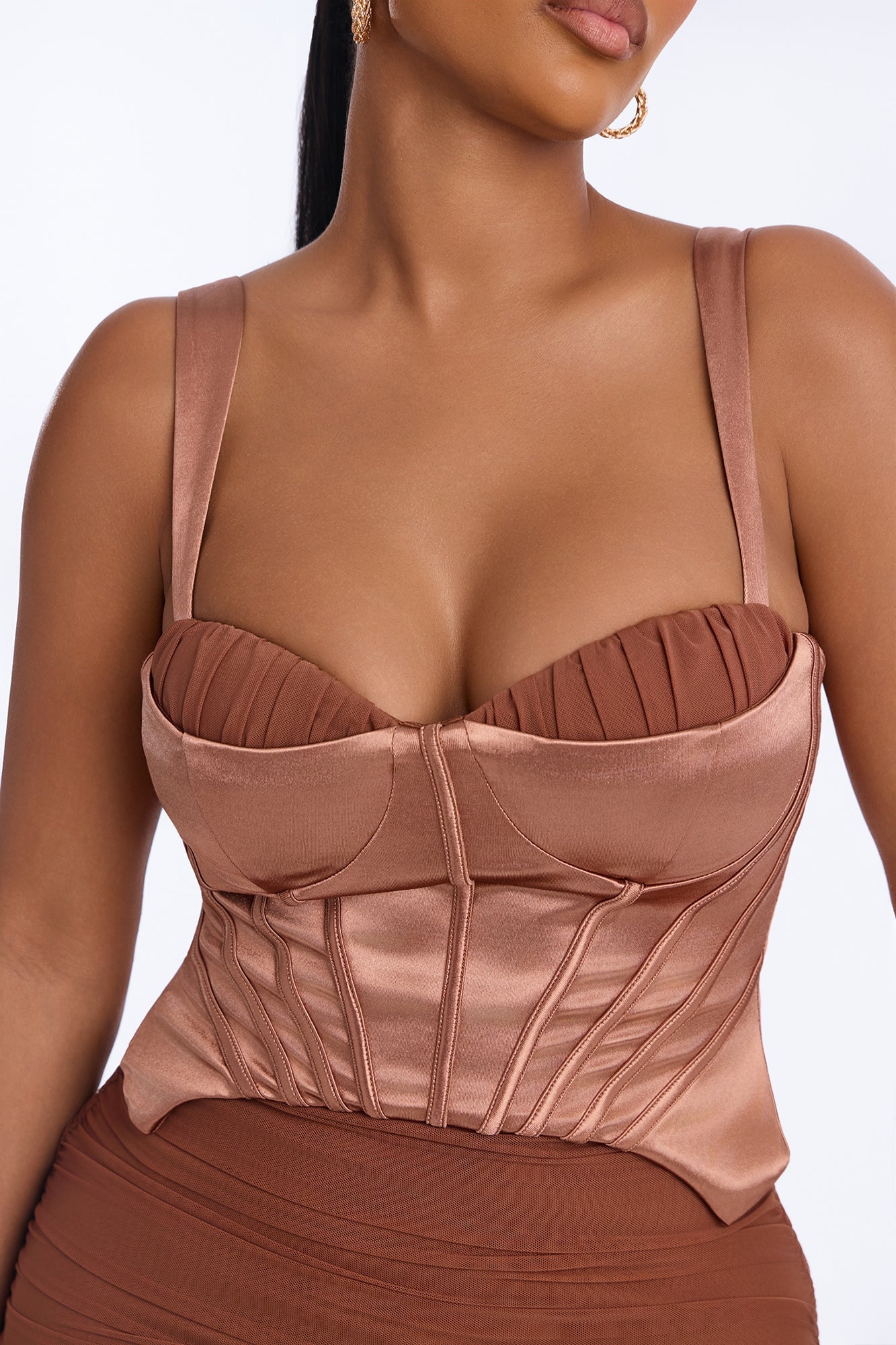 Josephine Ruched Corset Mini Dress - Bronze image 3