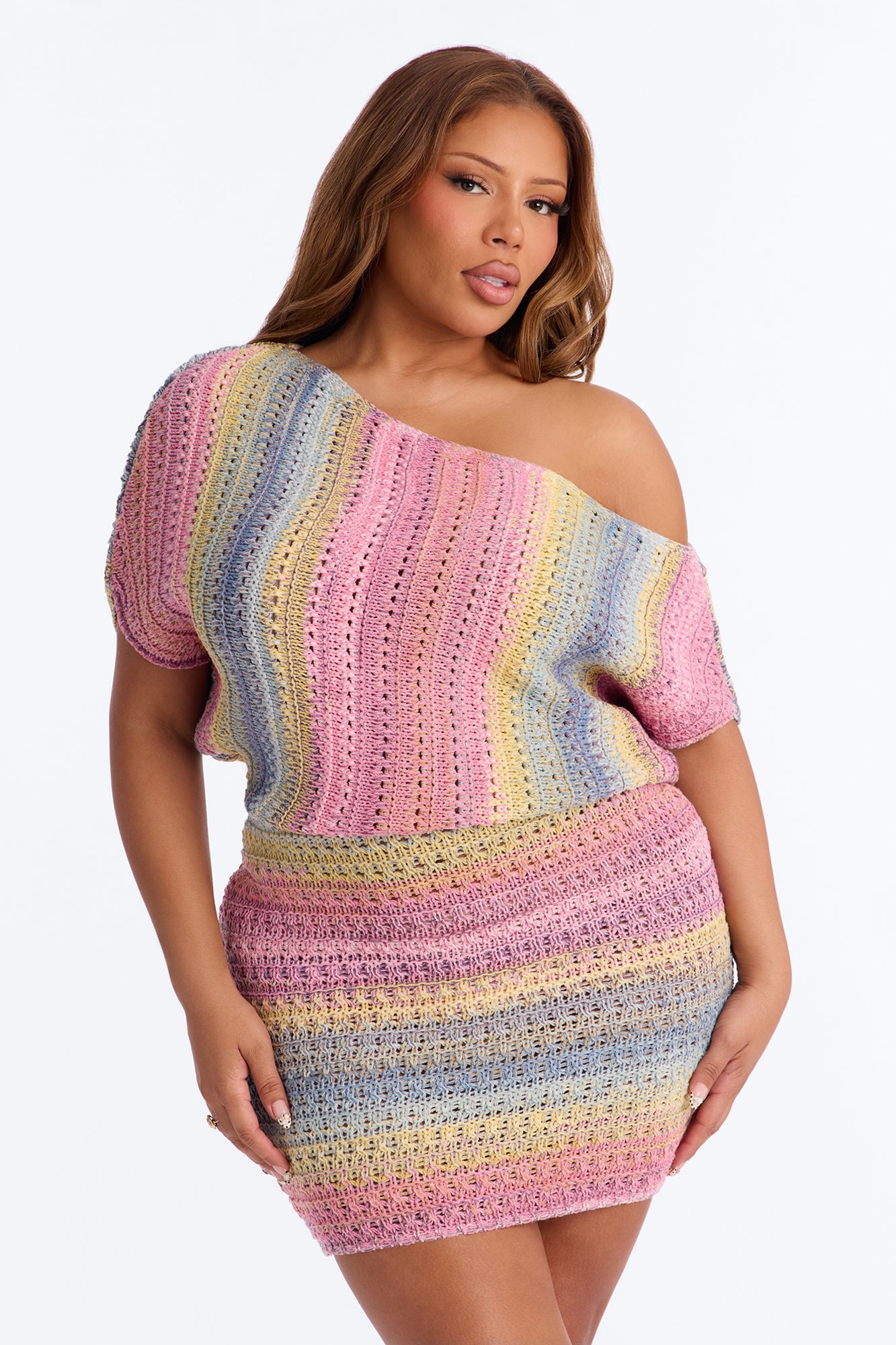 Jayla One Shoulder Sweater Mini Dress - MultiColor image 2