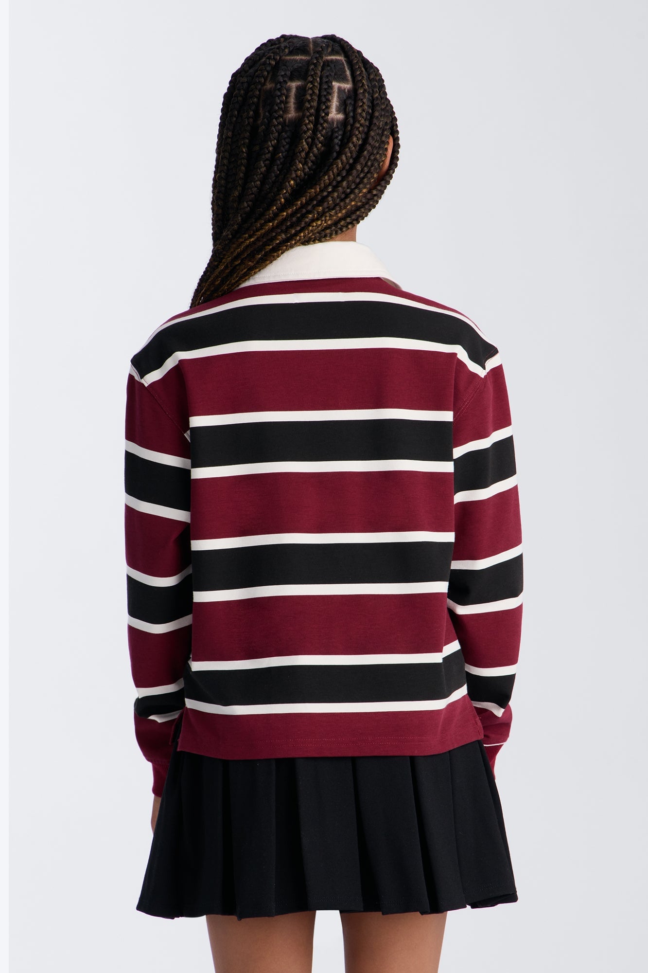 Mini Be Brave Long Sleeve Polo - Burgundy/combo image 3