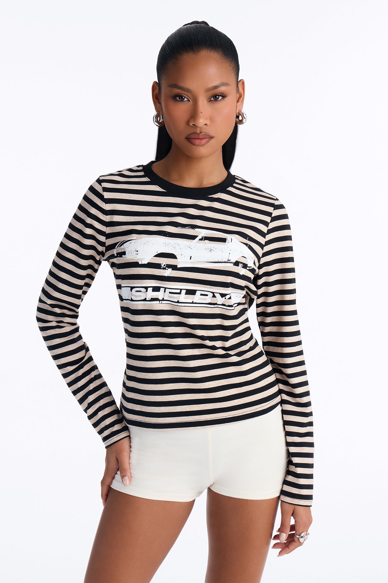 Shelby Striped Long Sleeve Tee - Tan image 6