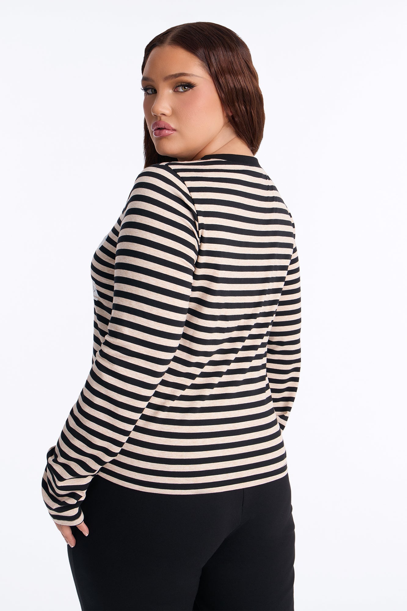 Shelby Striped Long Sleeve Tee - Tan image 4