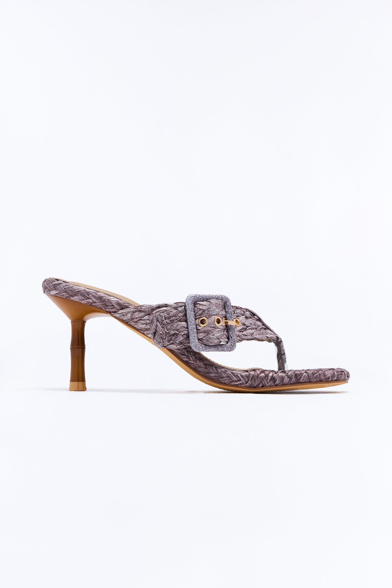 Sivir Raffia Thong Kitten Heels - Chocolate image 3