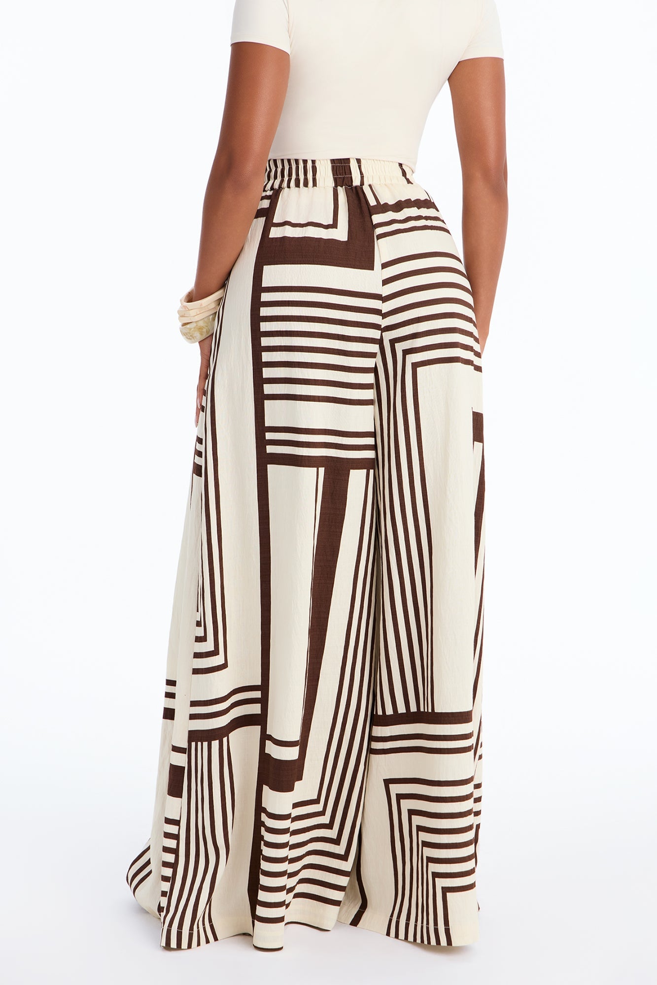 Pamela Geometric Wide Leg Pant - Brown Combo image 8