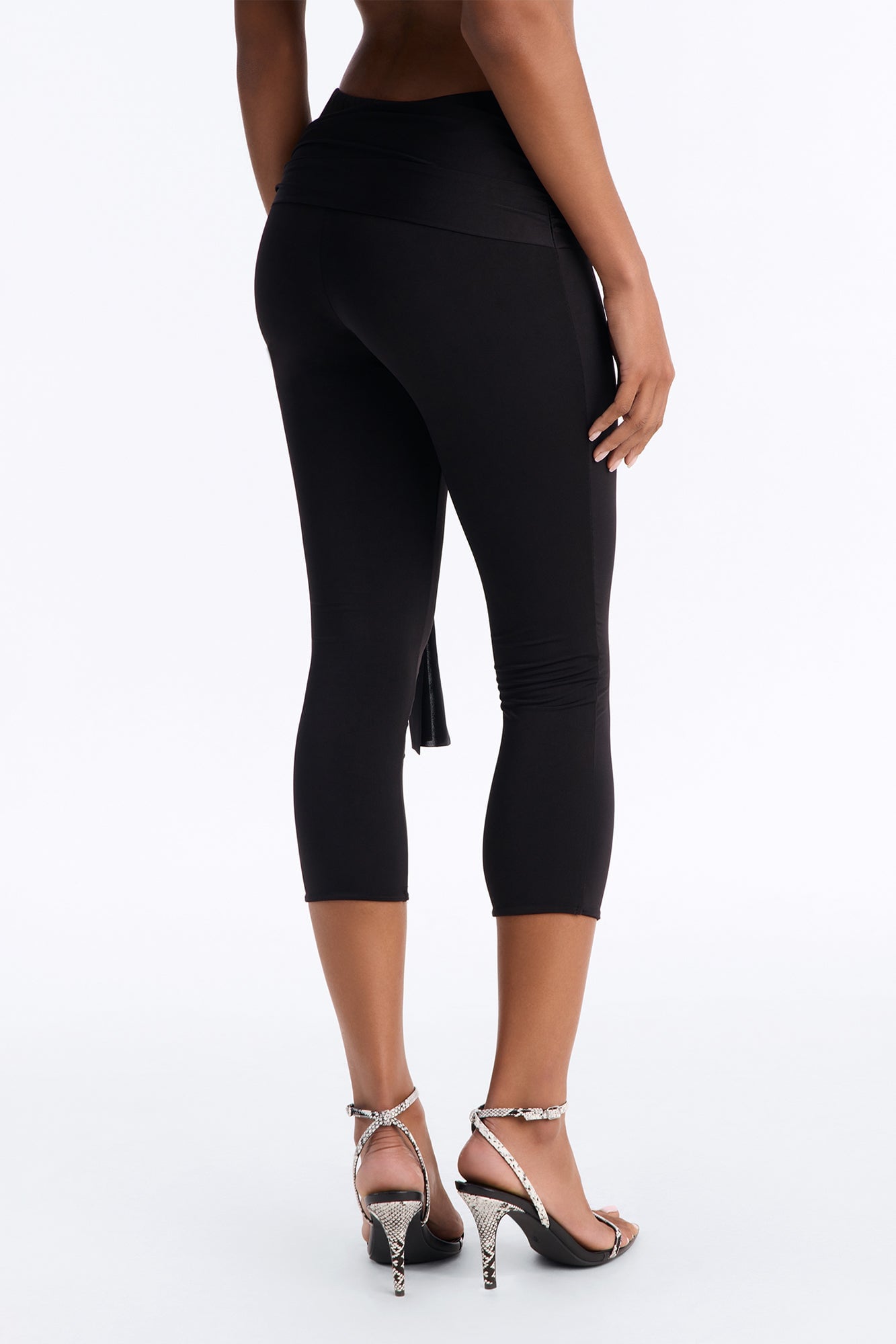 Avery High Rise Tie Waist Capri Legging - Black image 8