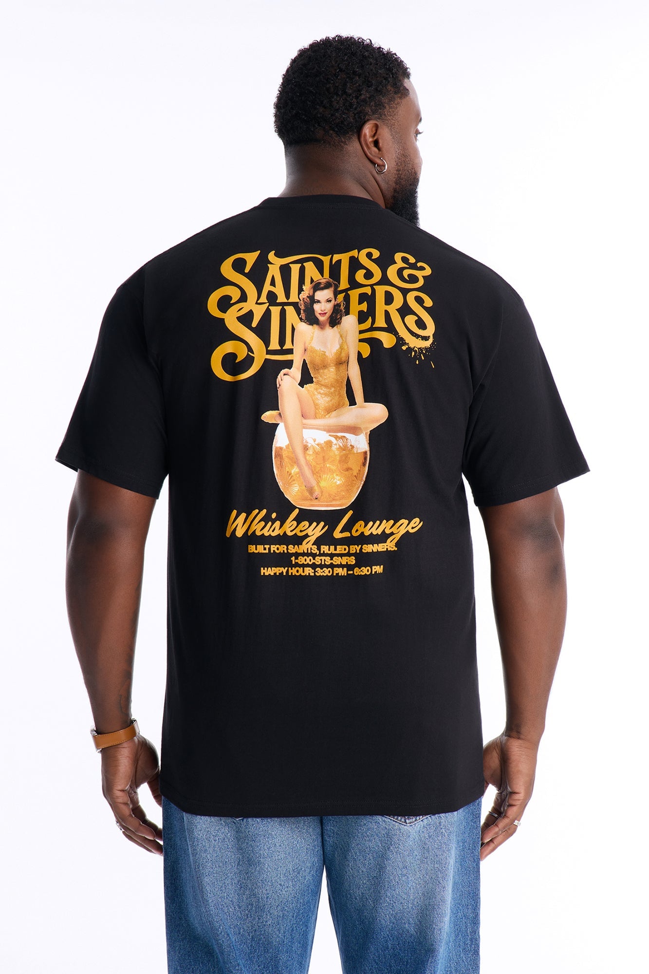 Saints & Sinners Whiskey Lounge Short Sleeve Tee - Black image 3
