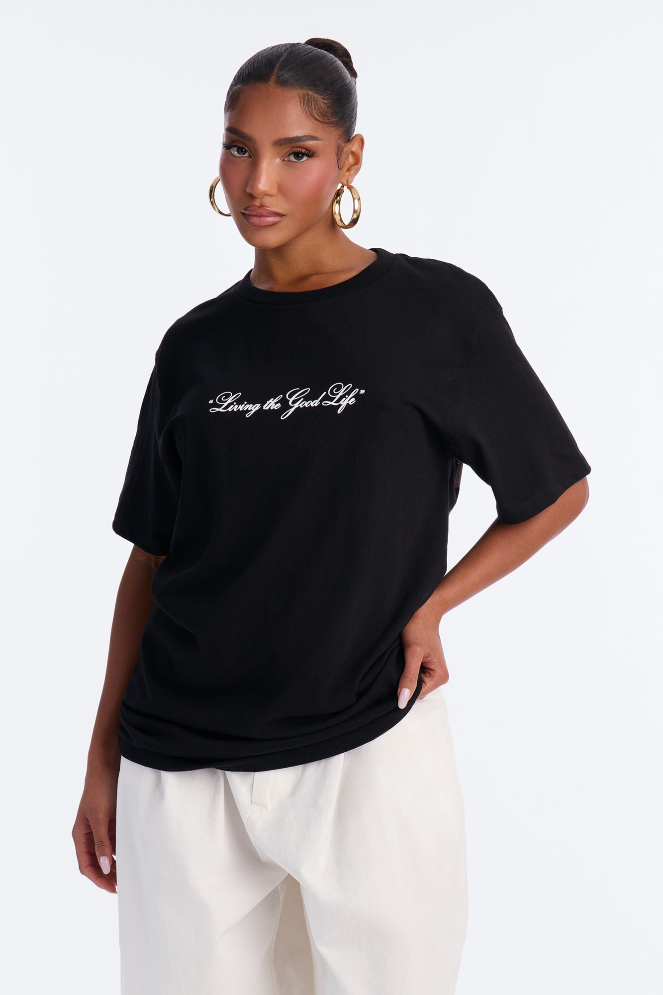 Living The Good Life Oversized Tee - Black image 2