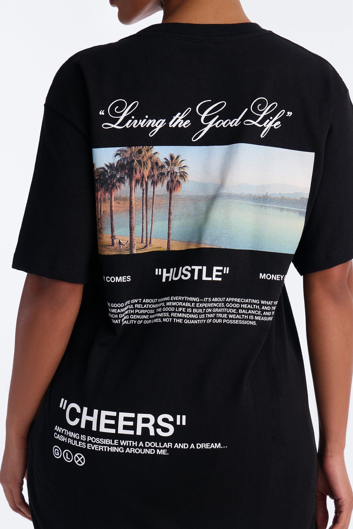 Living The Good Life Oversized Tee - Black image 4