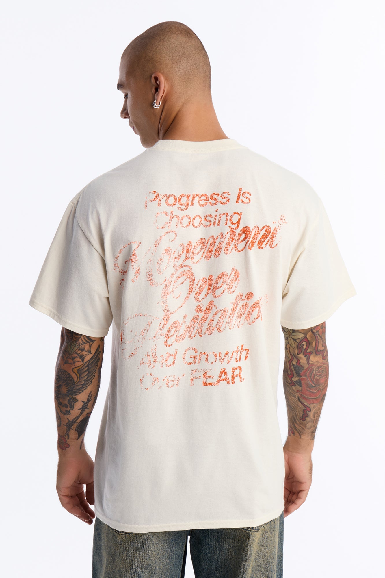 Progress Is Choosing Oversized Short Sleeve Tee - Cream image 5