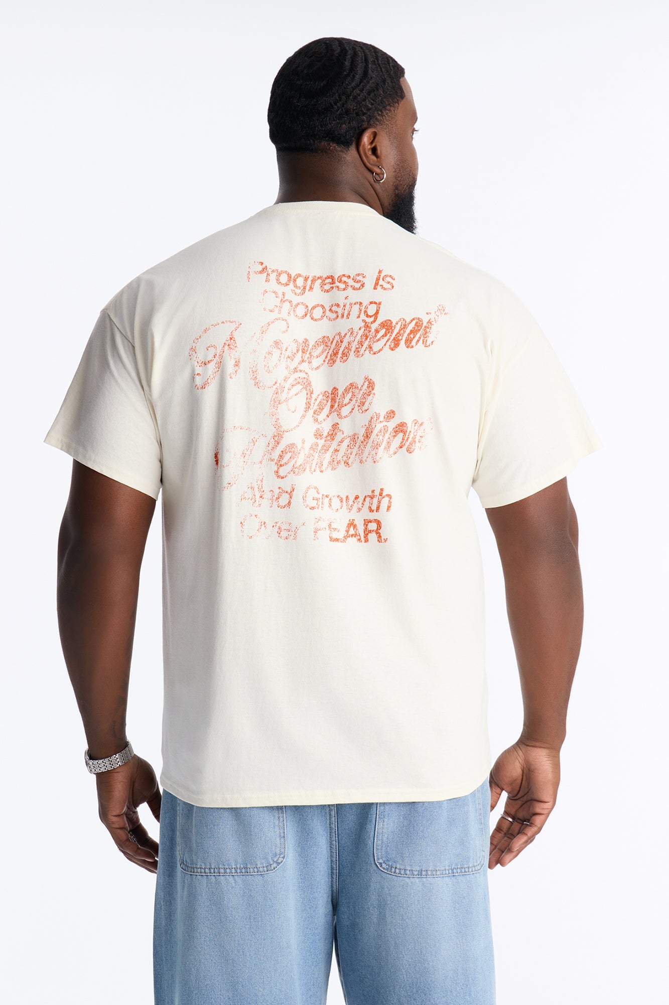 Progress Is Choosing Oversized Short Sleeve Tee - Cream image 1