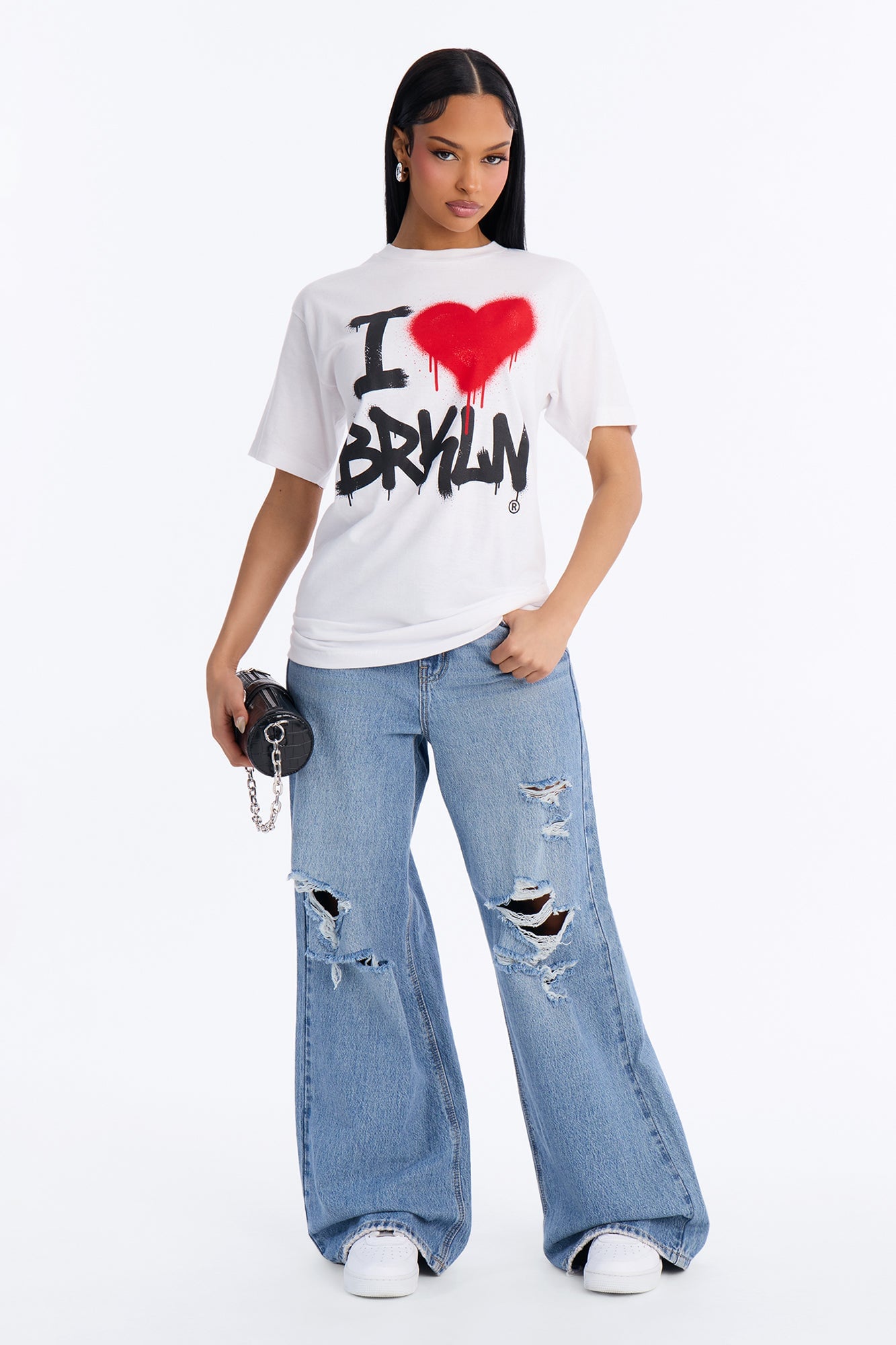 I Heart Brooklyn Graffiti Oversized Tee - White image 2