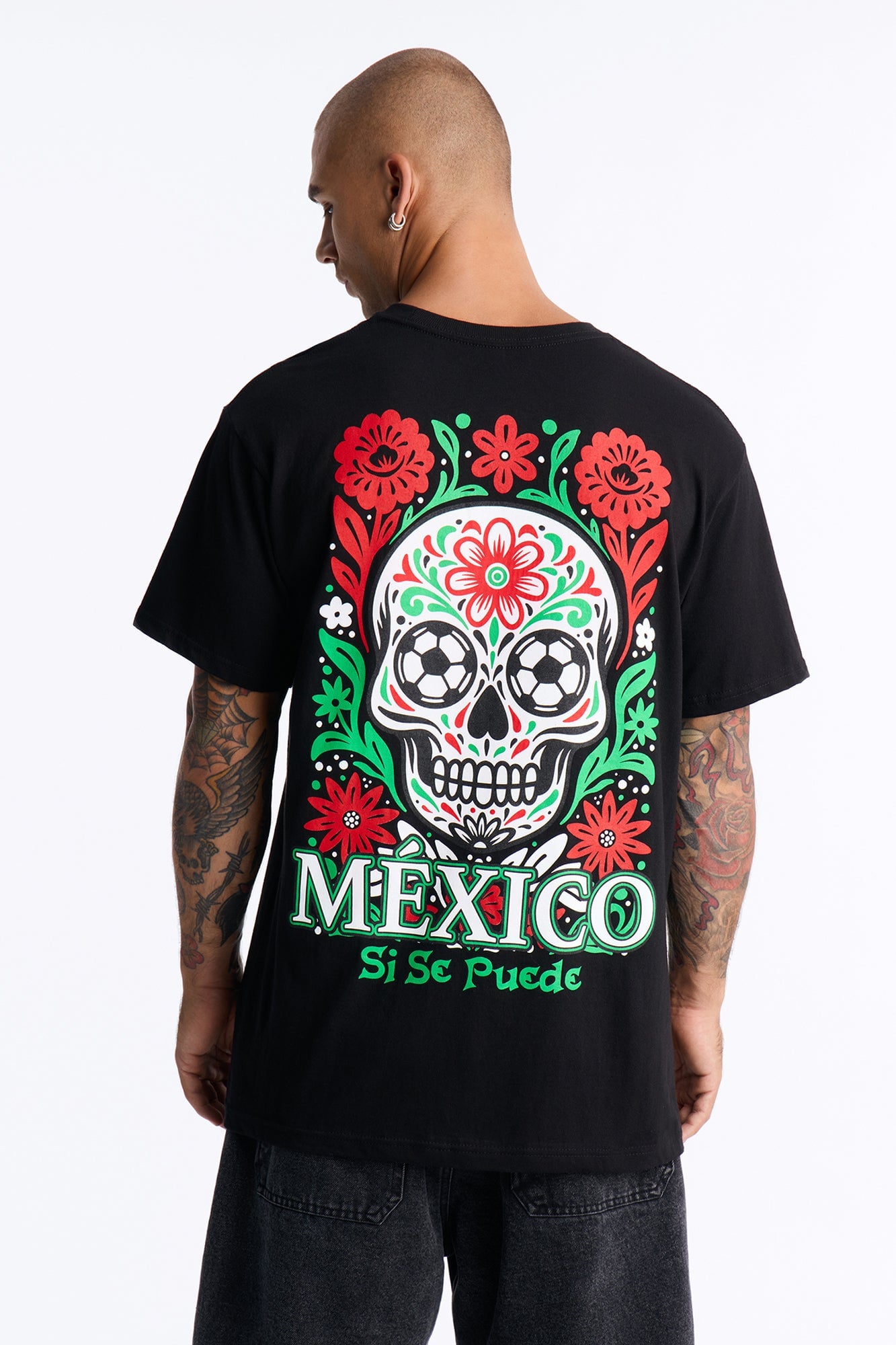 Mexico Si Se Puede Oversized Short Sleeve Tee - Black image 5