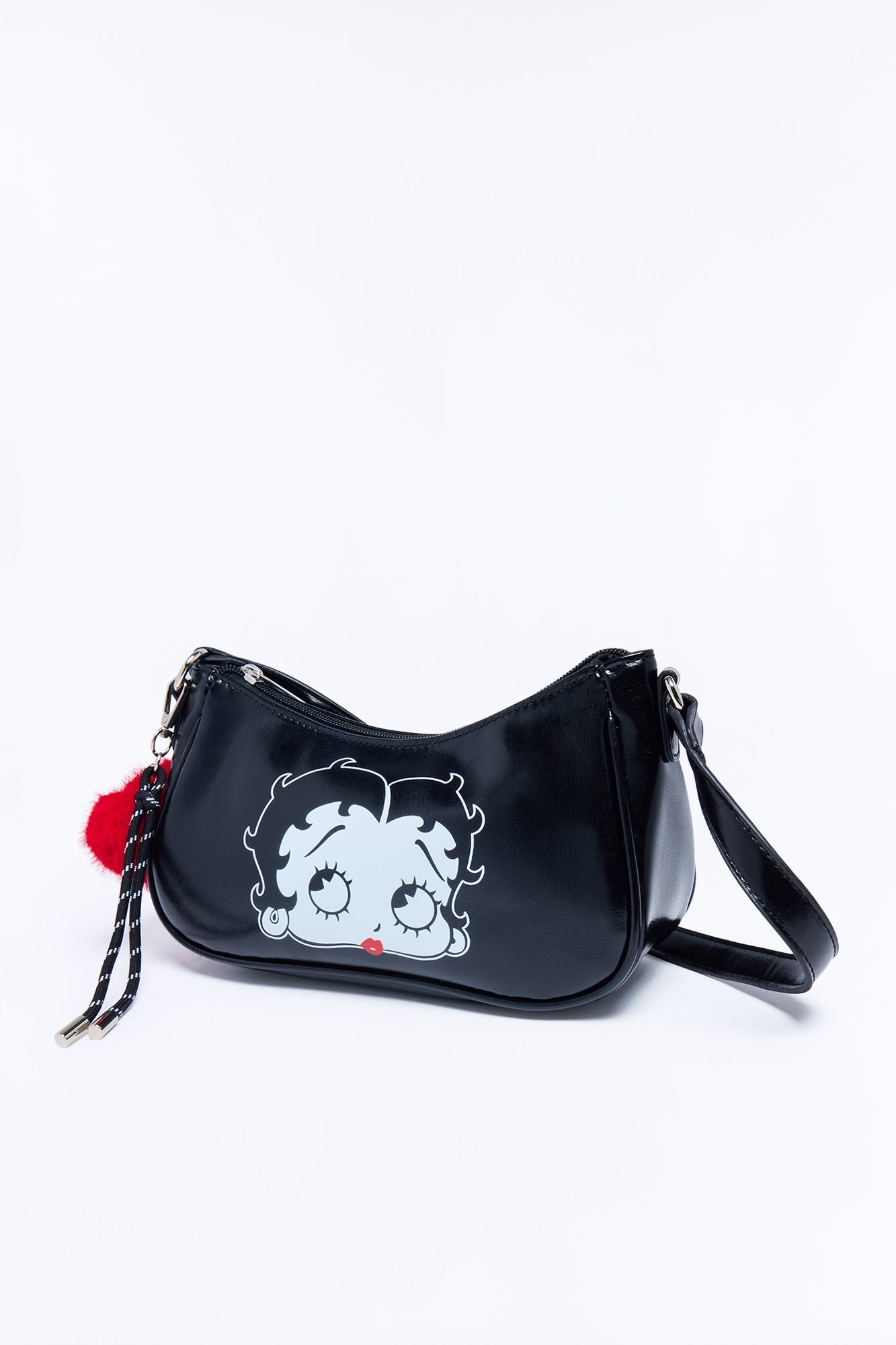 Betty Boop Face Faux Leather Shoulder Handbag - Black image 3