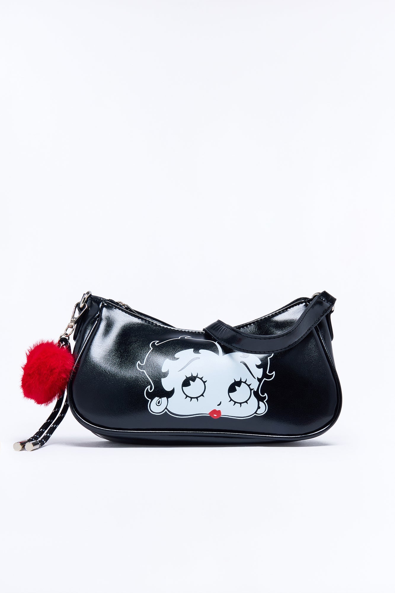Betty Boop Face Faux Leather Shoulder Handbag - Black image 4