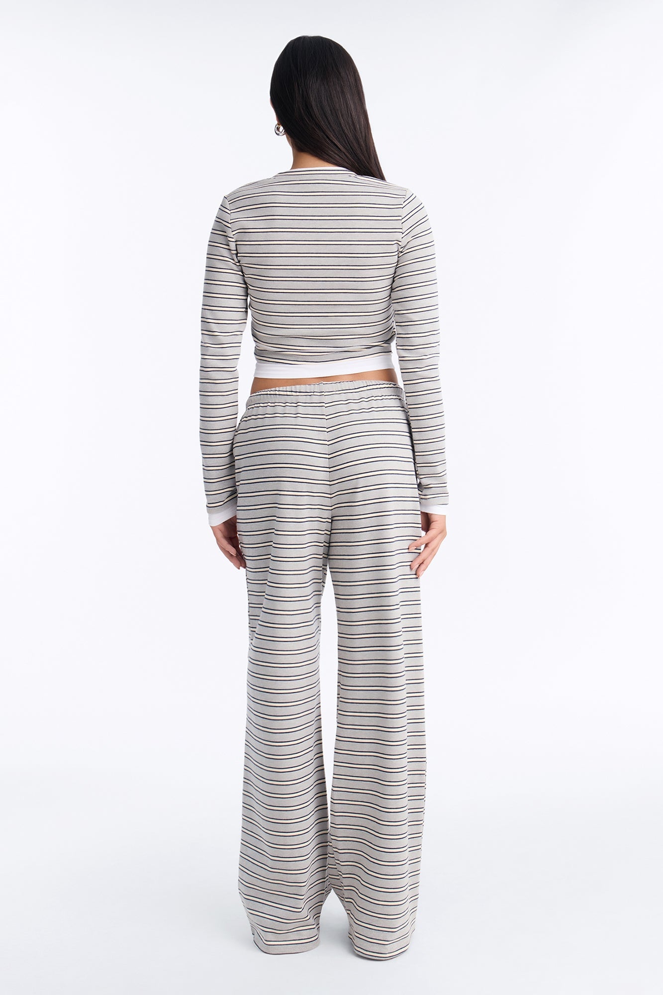 Blair Striped Wide Leg Pant Set - HeatherGrey image 8