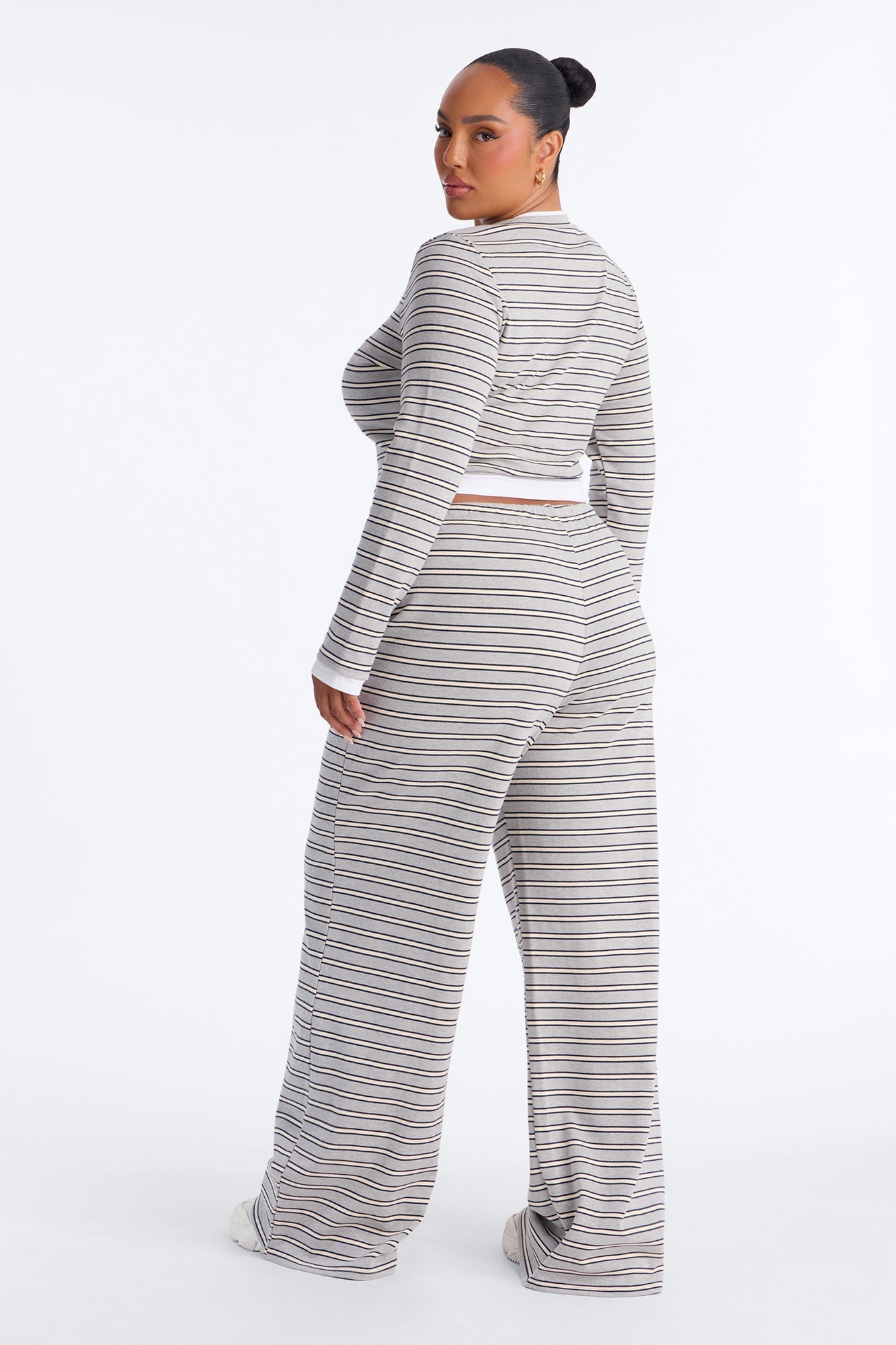 Blair Striped Wide Leg Pant Set - HeatherGrey image 3