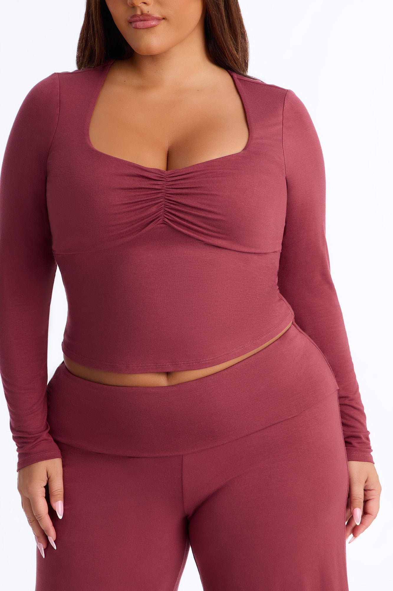 Katrina Foldover Gaucho Pant Set - Mauve image 3