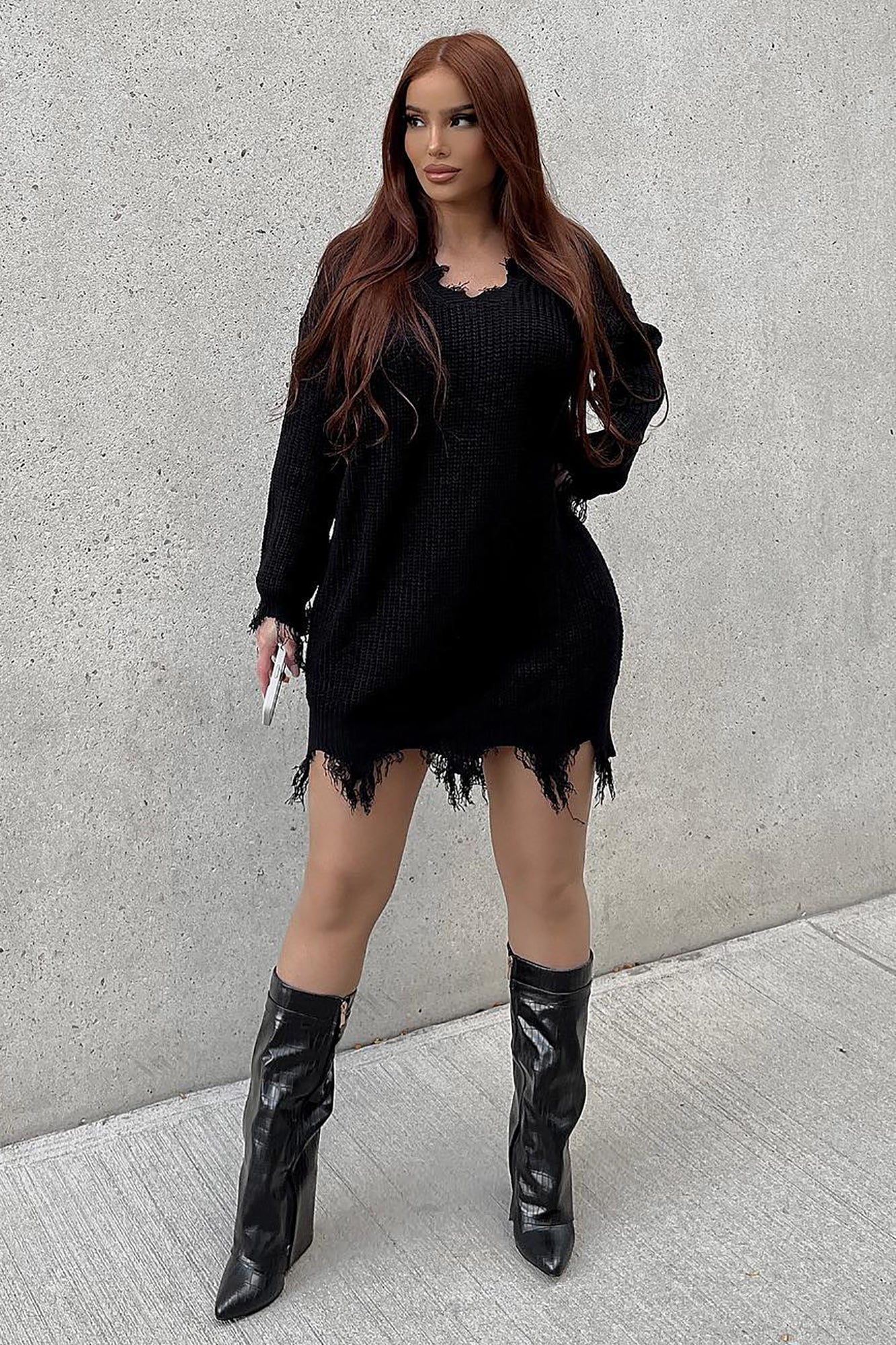 Sarabeth Sweater Mini Dress - Black image 4