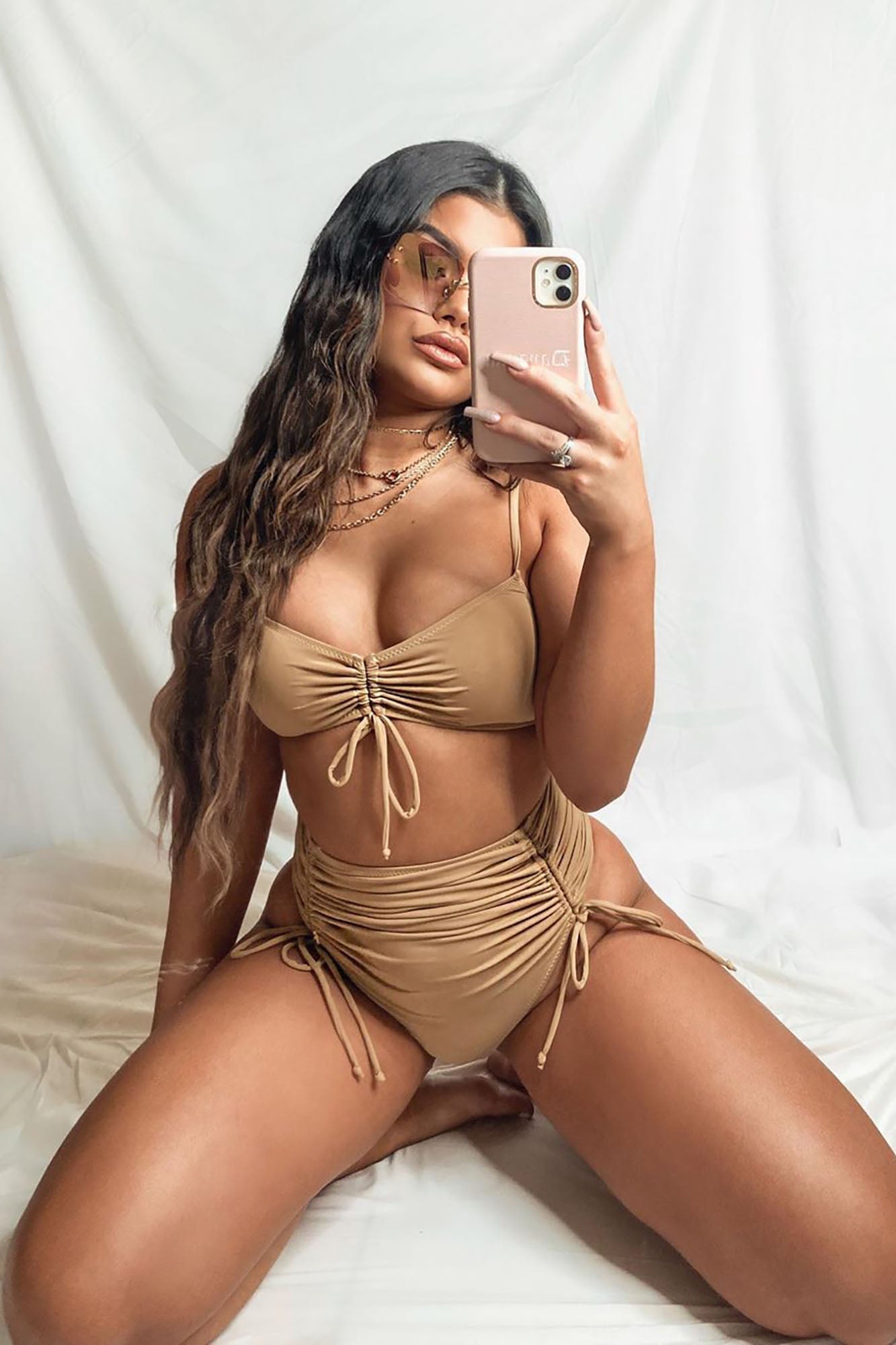 Señorita Margarita Ruched 2 Piece Bikini - Tan image 9