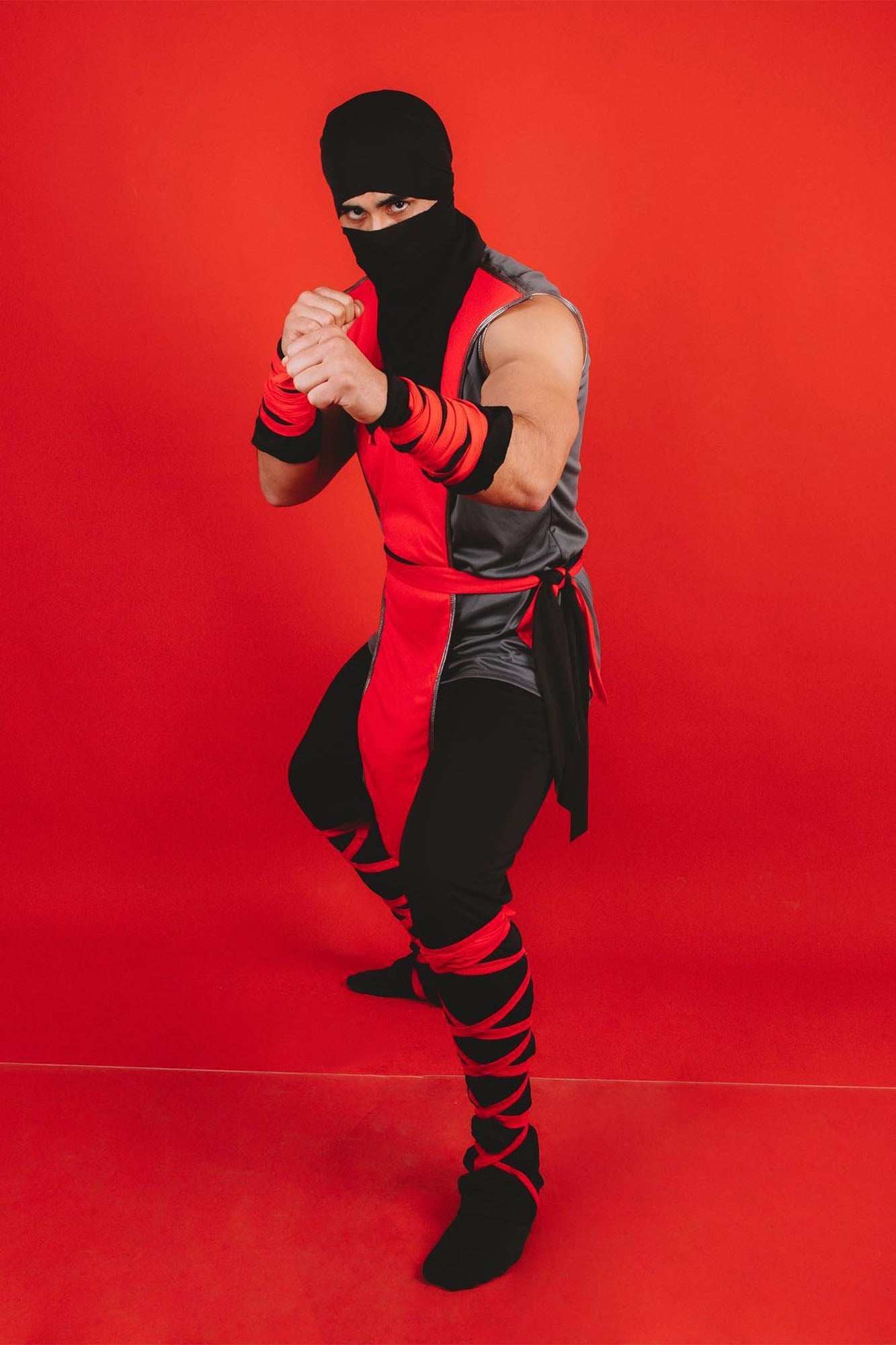 Silent Killer Ninja 6 Pice Costume Set - Red/Black image 10