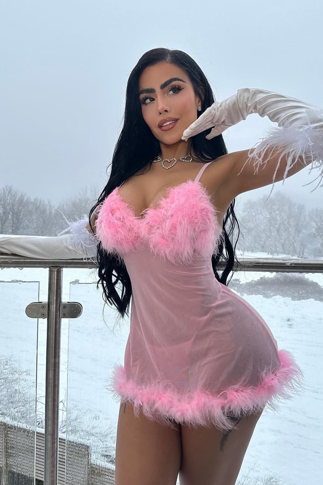 Sweet Lust Feather Babydoll - Pink image 5