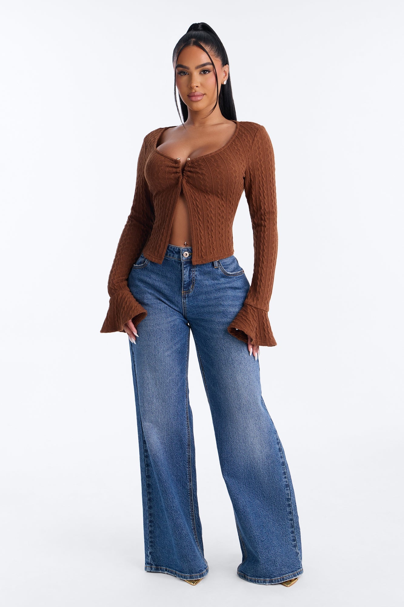 Mia Long Sleeve Top - Brown image 6