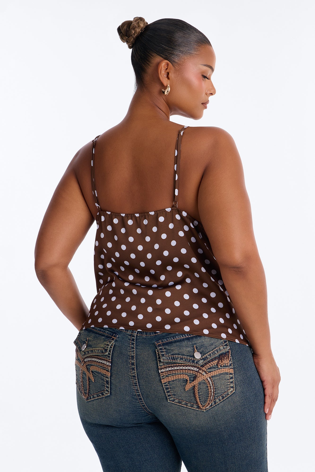 Maribelle Polka Dot Cami Top - Brown/combo image 4