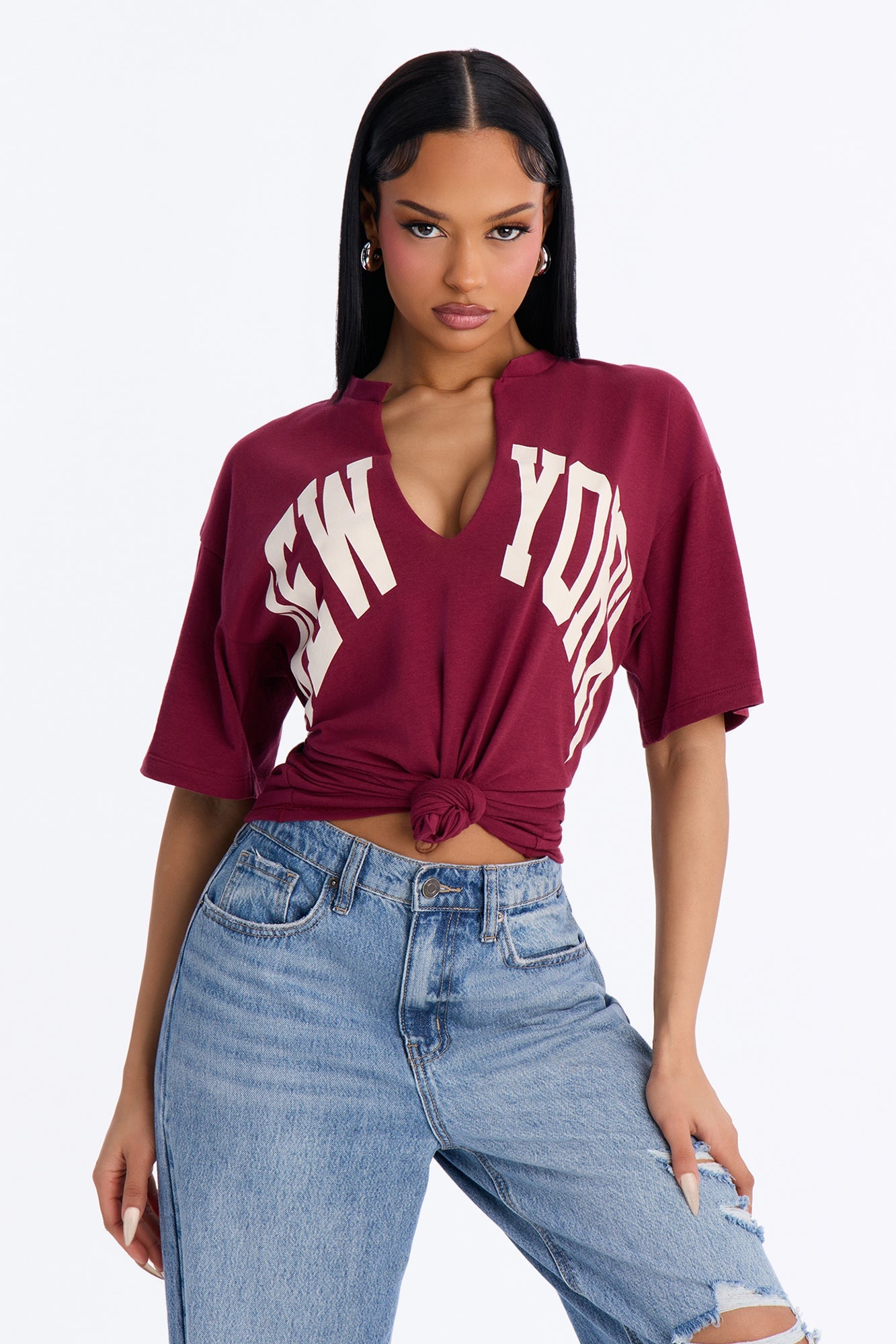 New York Girl T-Shirt - Burgundy image 5