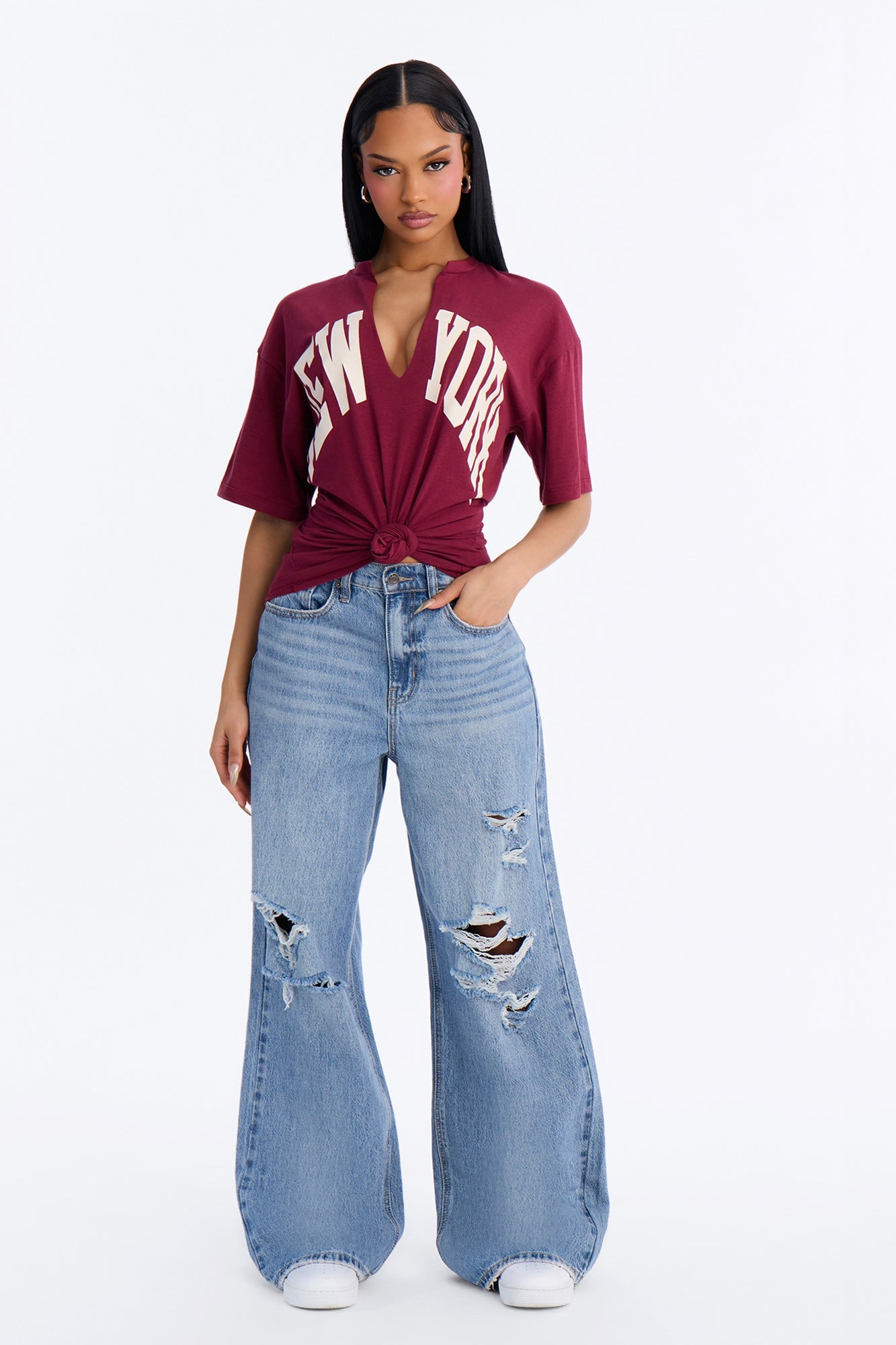 New York Girl T-Shirt - Burgundy image 6