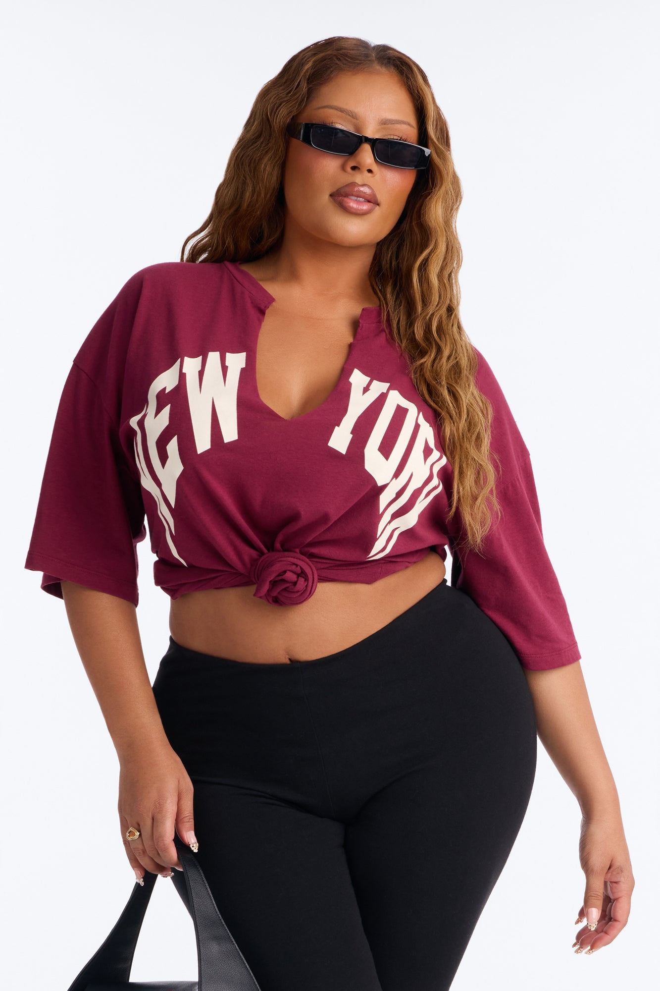 New York Girl T-Shirt - Burgundy image 1