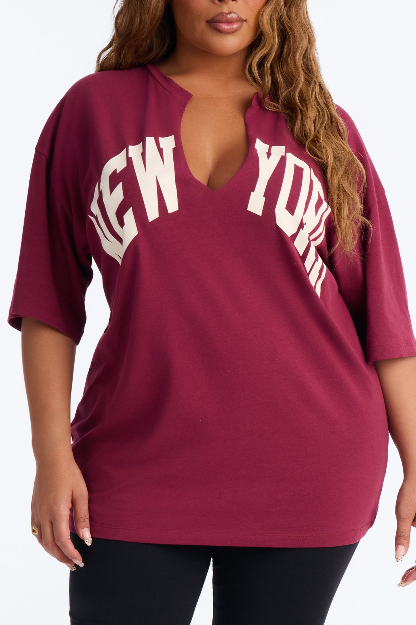 New York Girl T-Shirt - Burgundy image 3