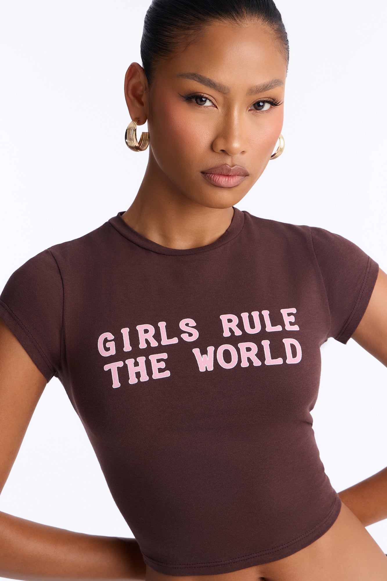 Girls Rule The World Tee - Chocolate image 1