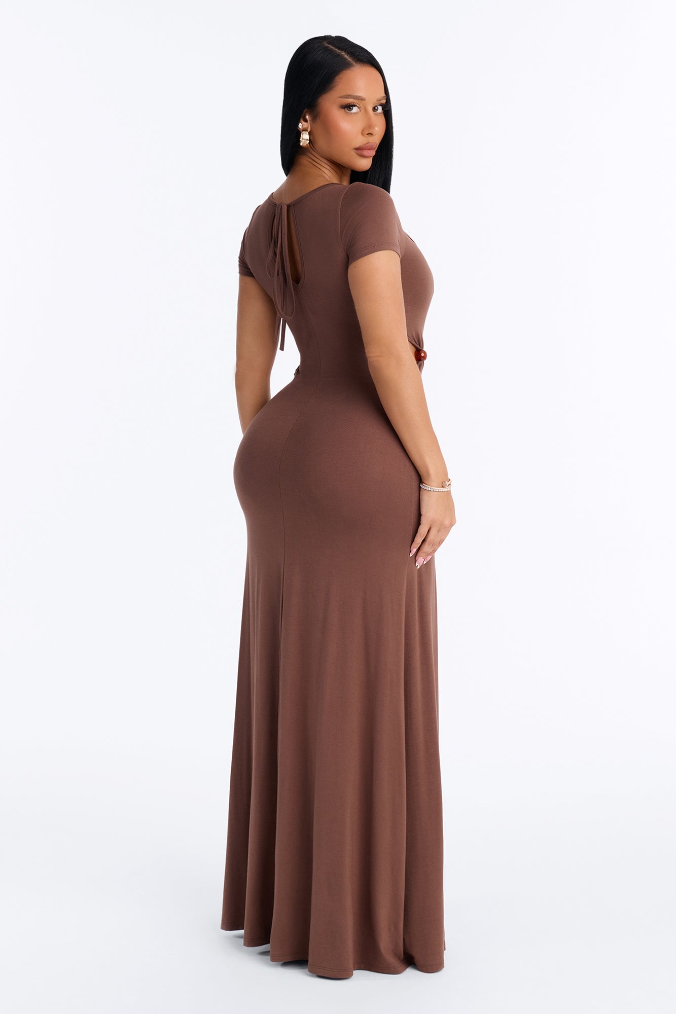 Sunset Baby Short Sleeve Maxi Dress - Brown image 4