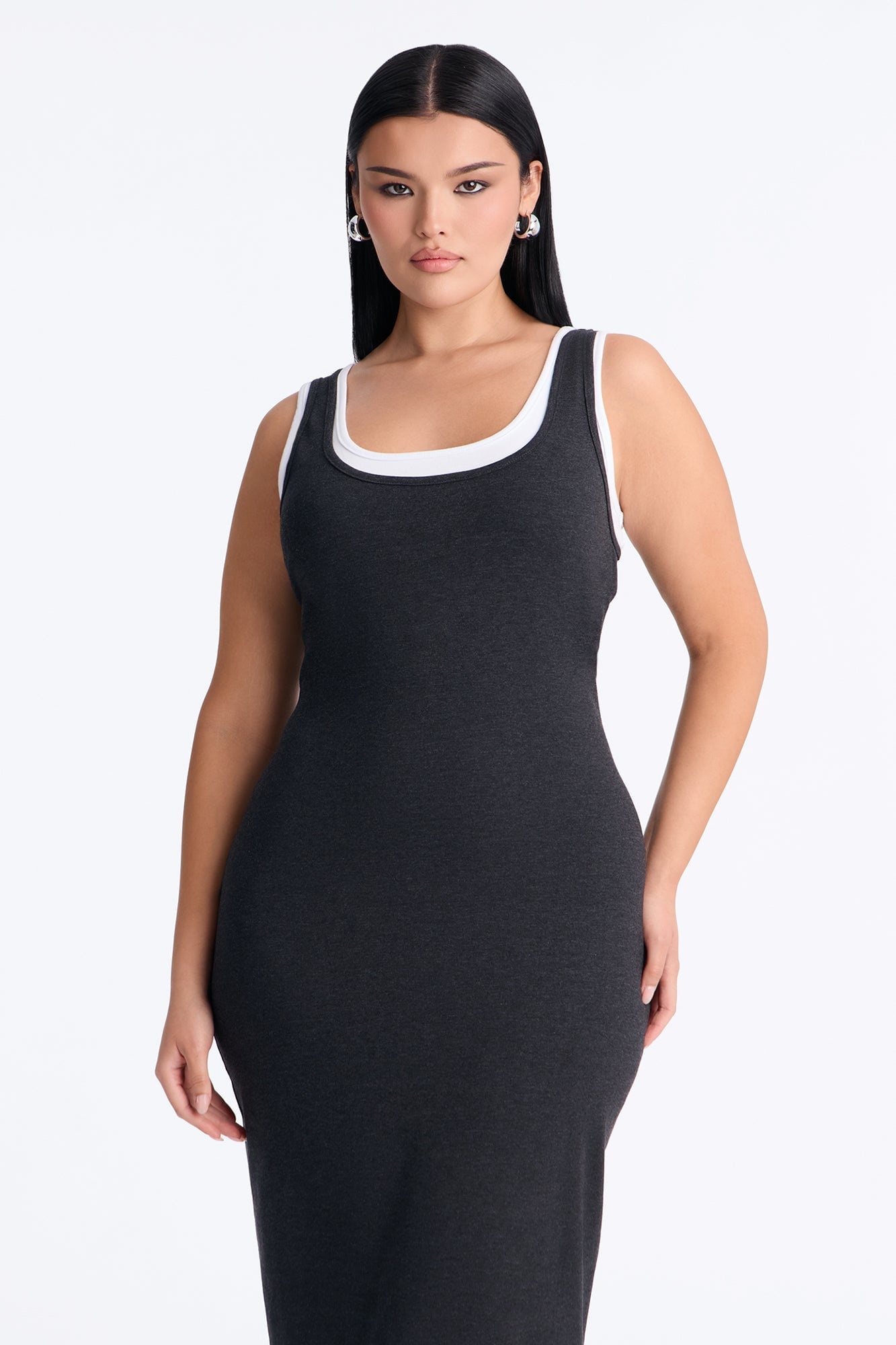 Casual Cutie Double Layer Maxi Dress - Charcoal image 2