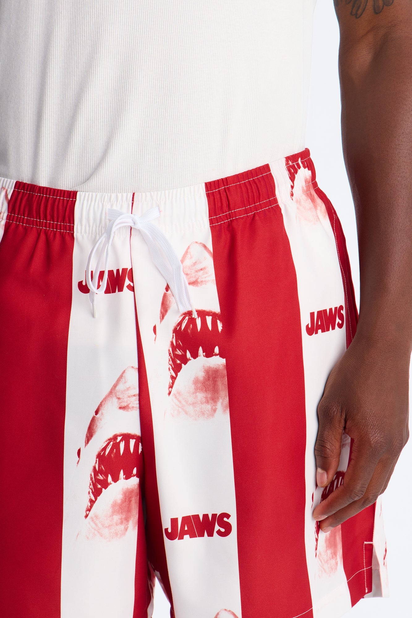 Jaws Striped Swim Trunk 7″ - Red image 7