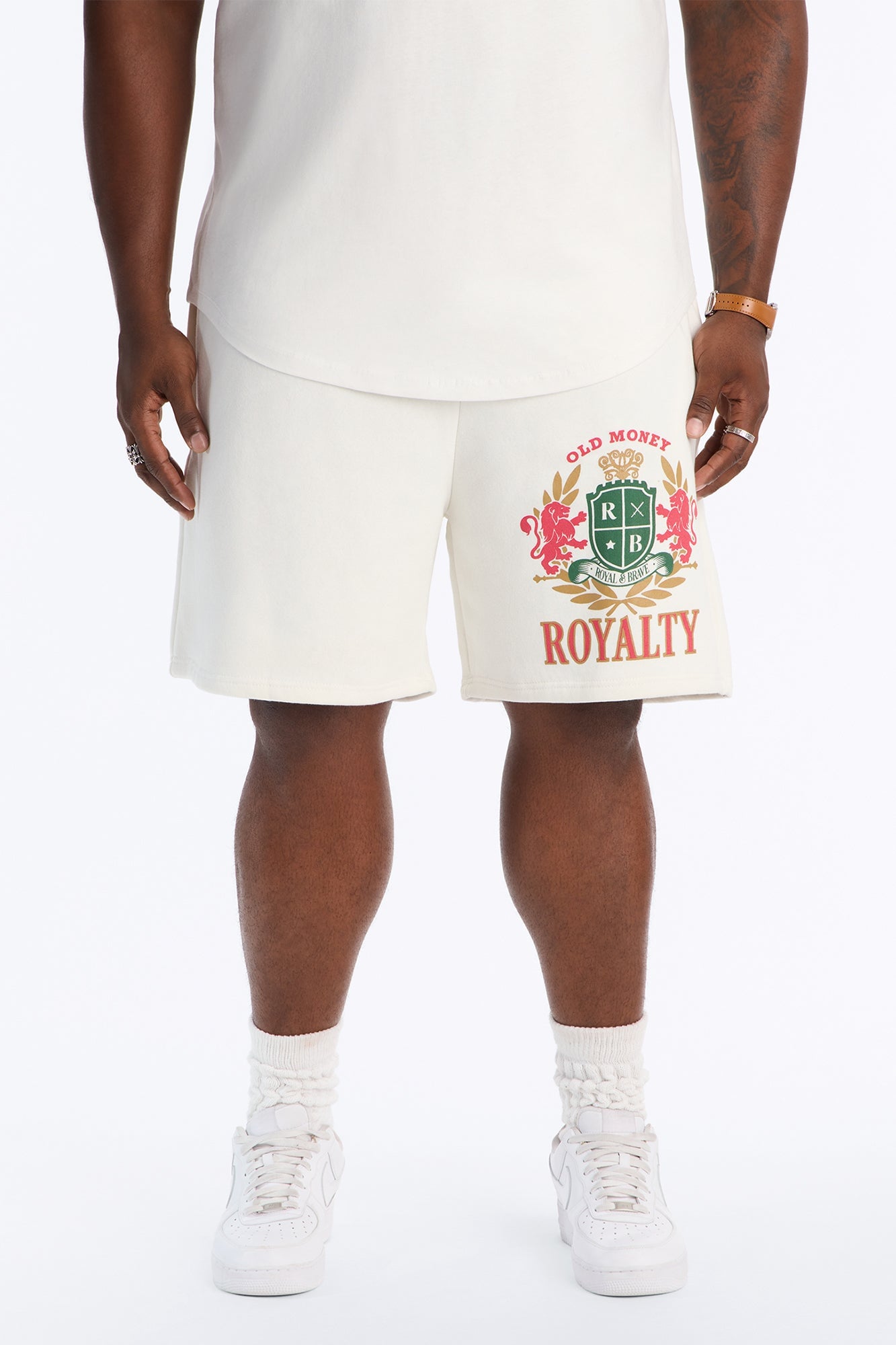Old Money Royalty Relaxed Sweat Short - Cream/combo image 2