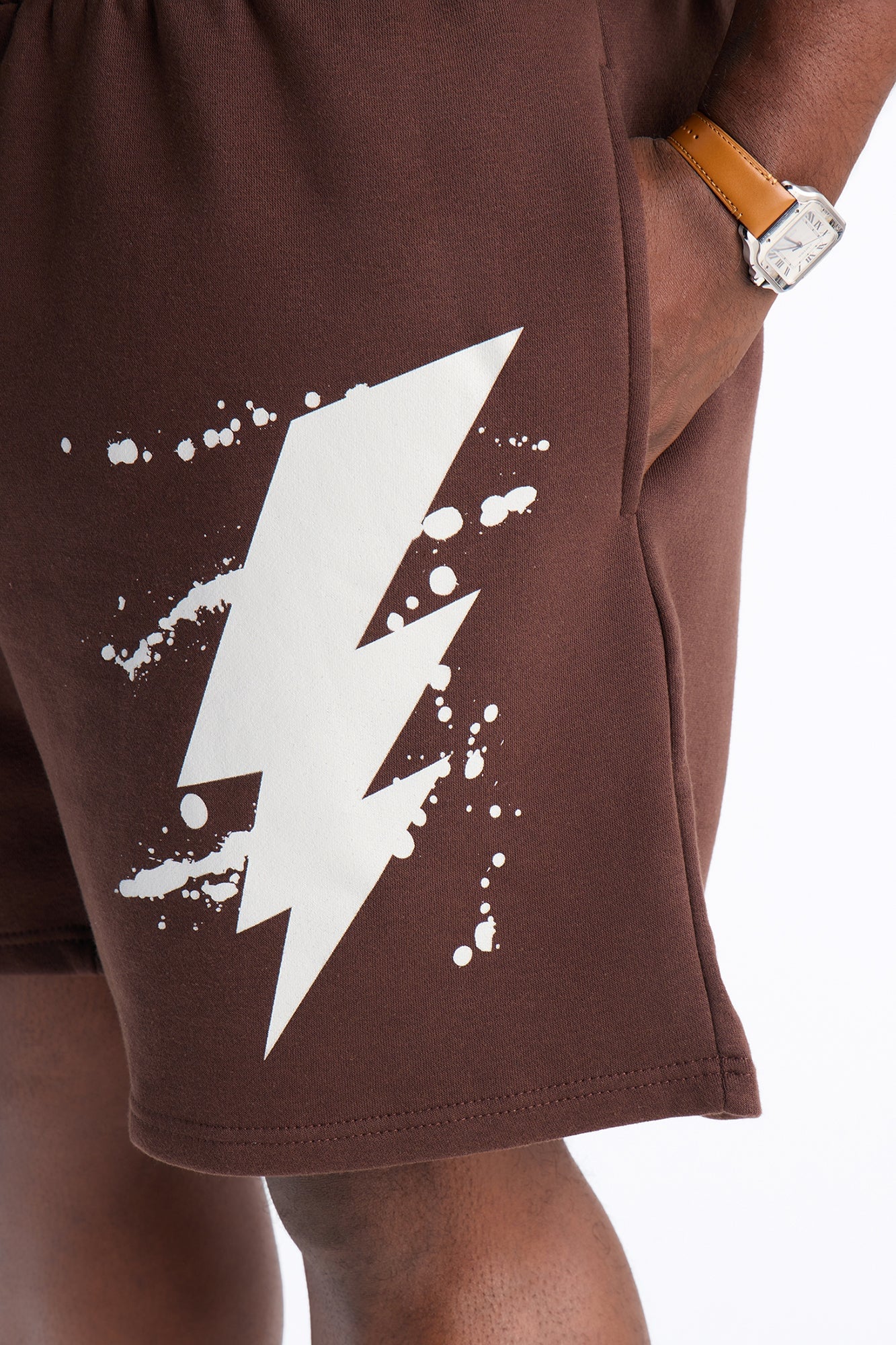 Stormy Night Relaxed Fleece Sweat Short - Brown/combo image 5