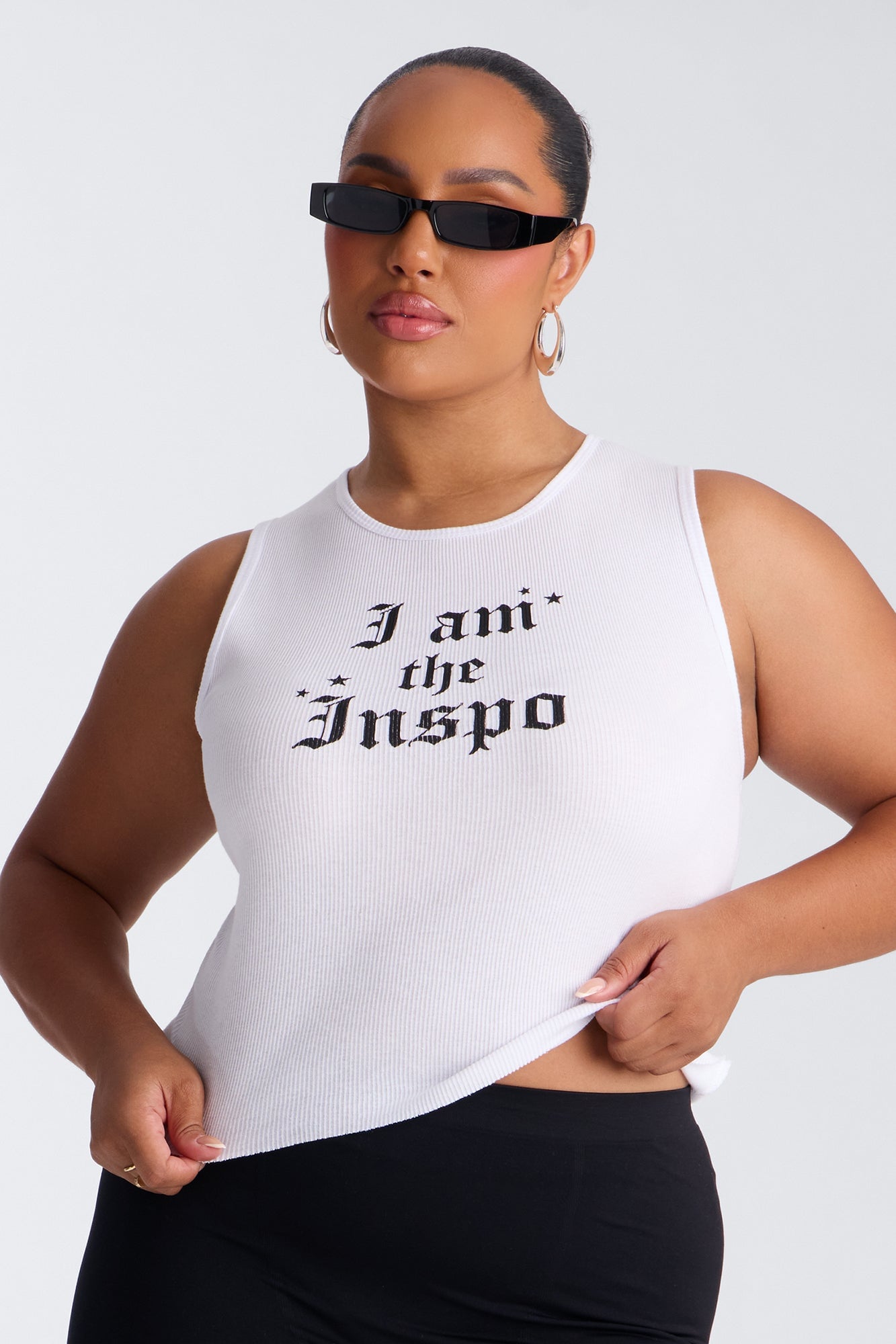 I Am The Inspo Ribbed Crop Tank - White image 1