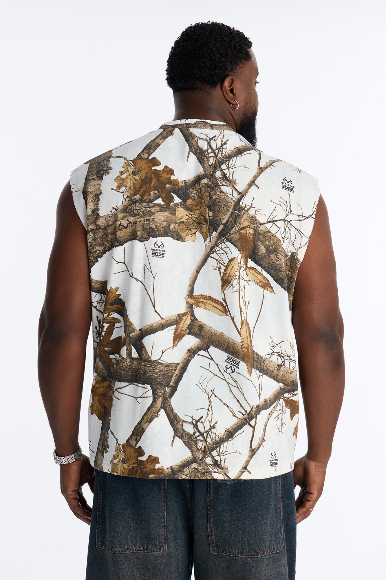 Real Tree Snow Girls Lie Flock Fleece Muscle Tee - Camouflage image 4