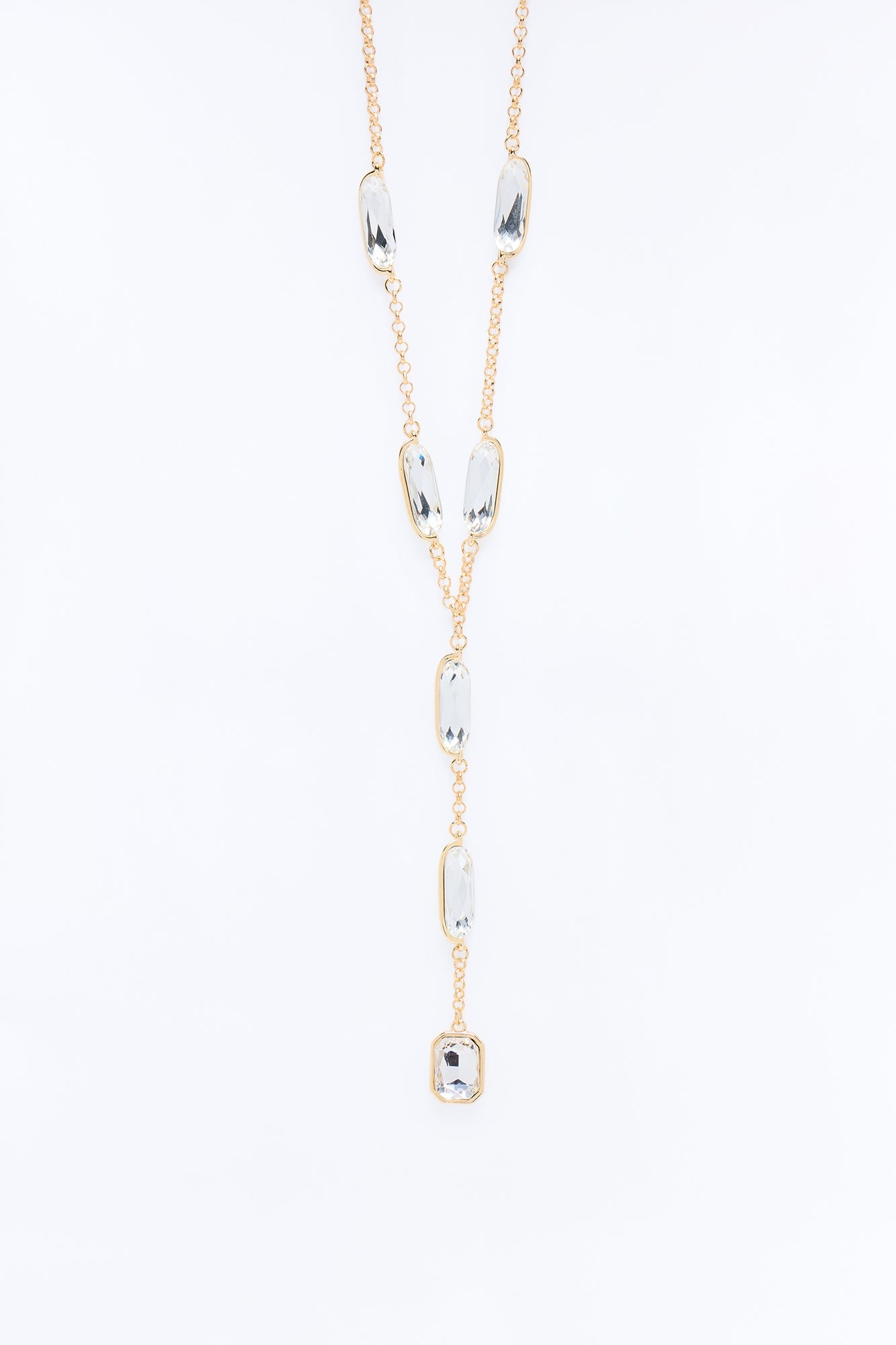 Pieces Of Me Rhinestone Lariat Necklace - Gold image 3