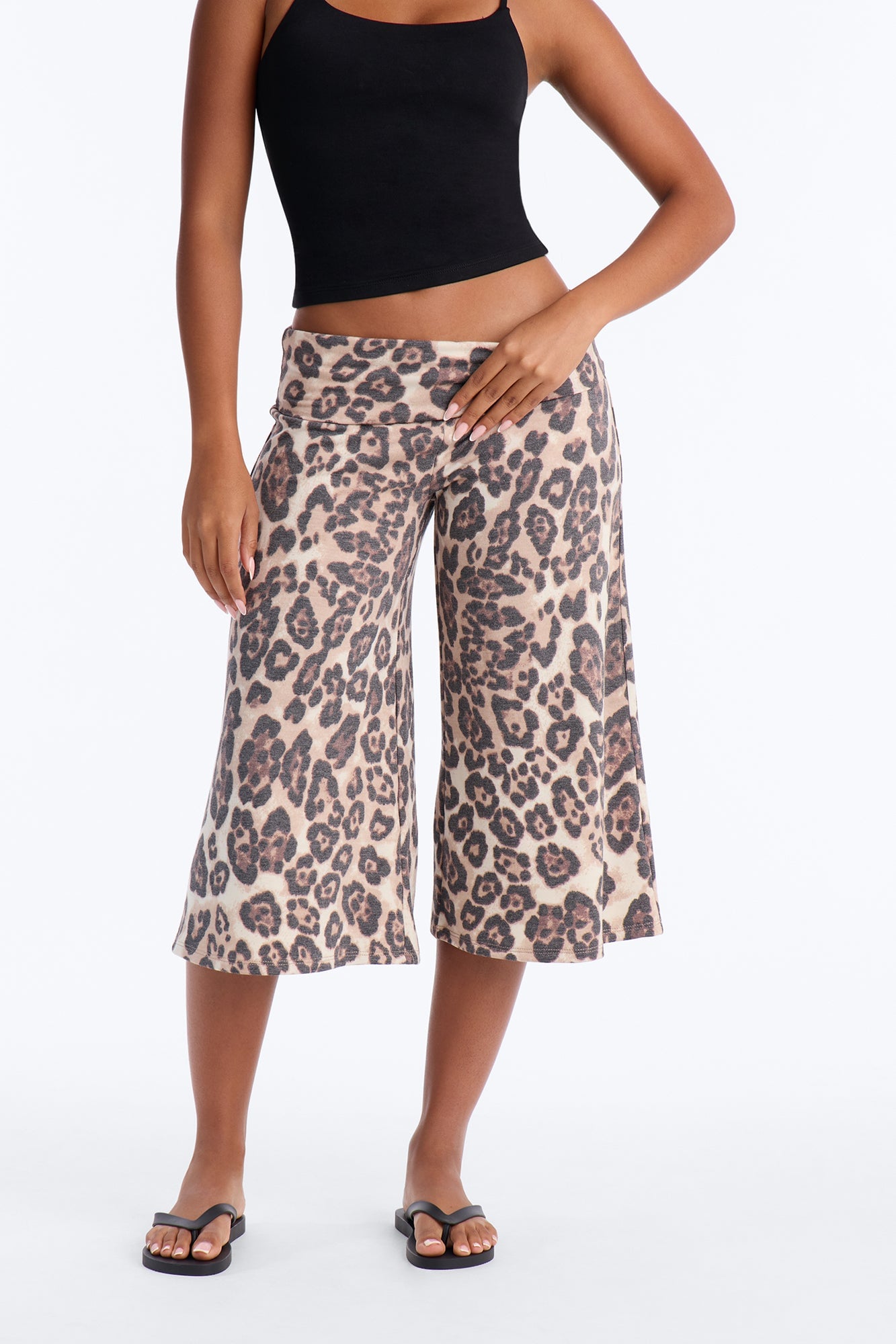 Kiki Leopard Low Rise Foldover Gaucho Pant - Leopard image 5