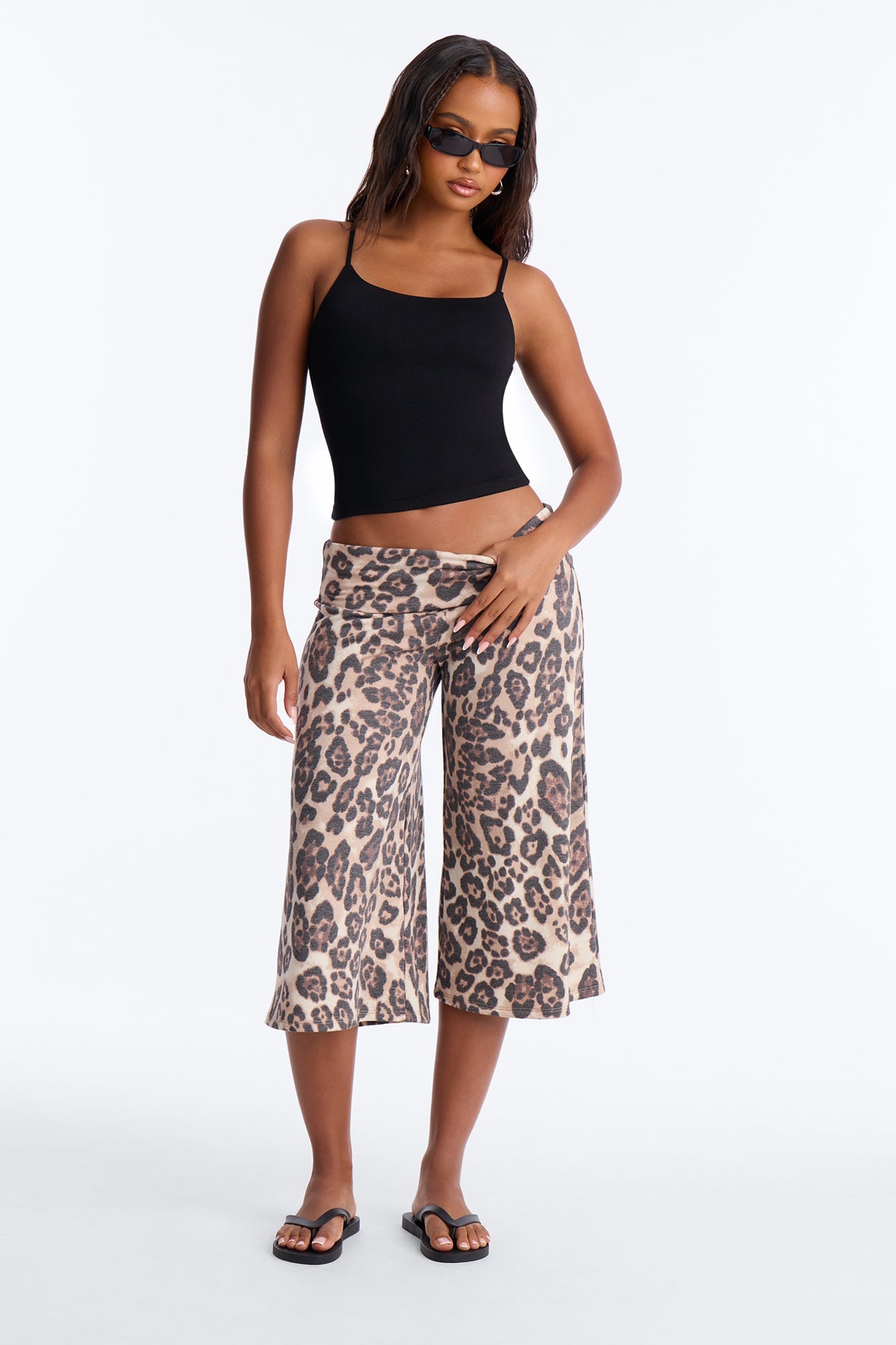Kiki Leopard Low Rise Foldover Gaucho Pant - Leopard image 6