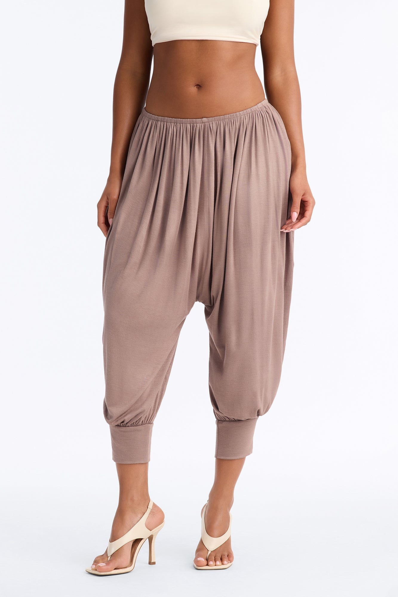 Luciana Low Rise Cuffed Harem Pant - Caffe image 6