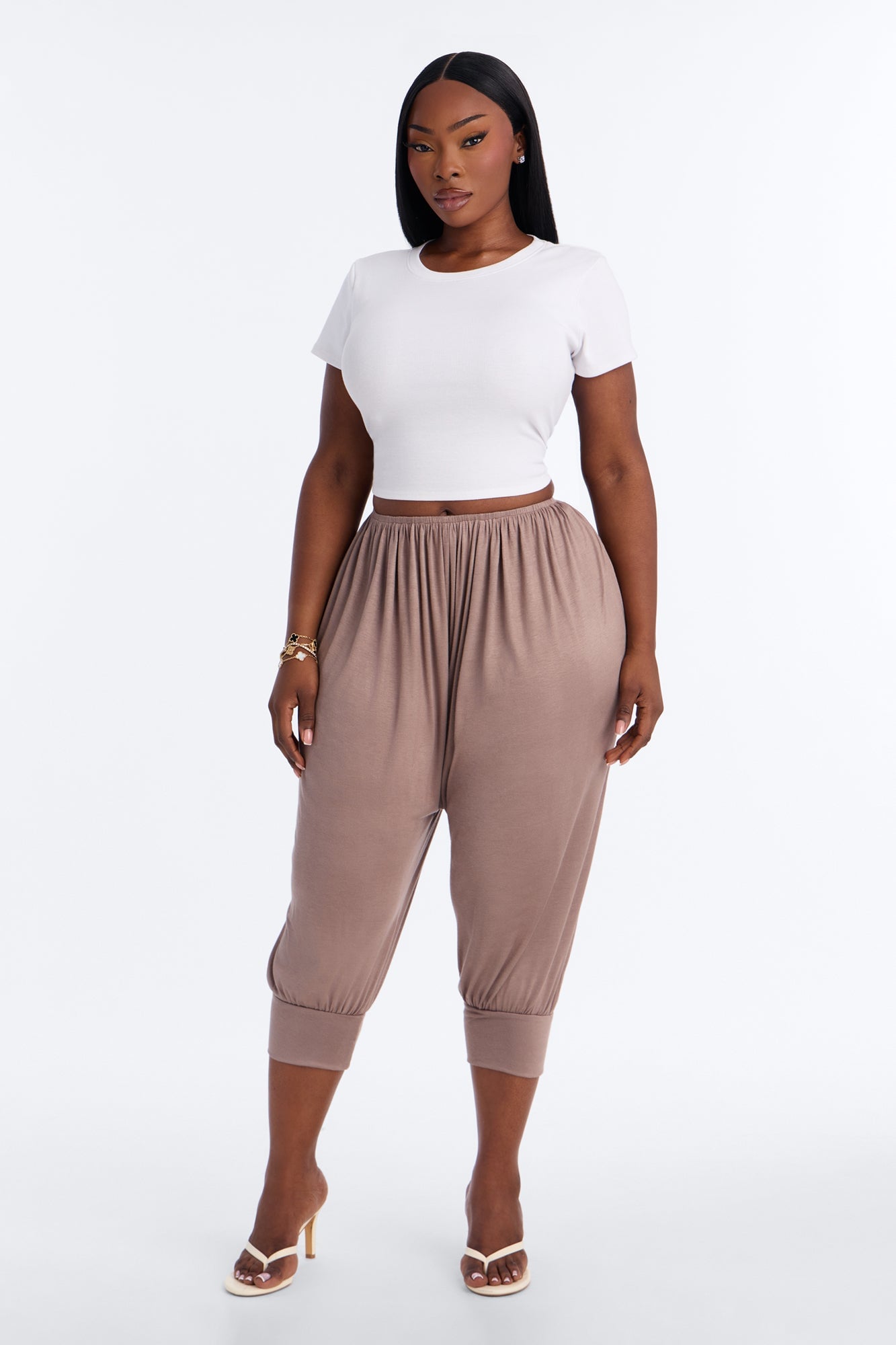 Luciana Low Rise Cuffed Harem Pant - Caffe image 1
