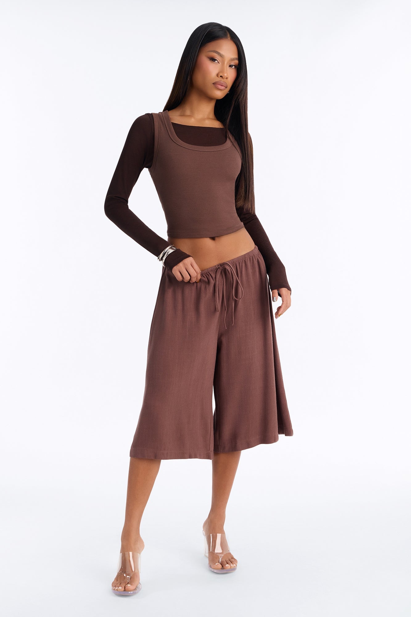 Avery Low Rise Linen Bermuda Short - Brown image 6
