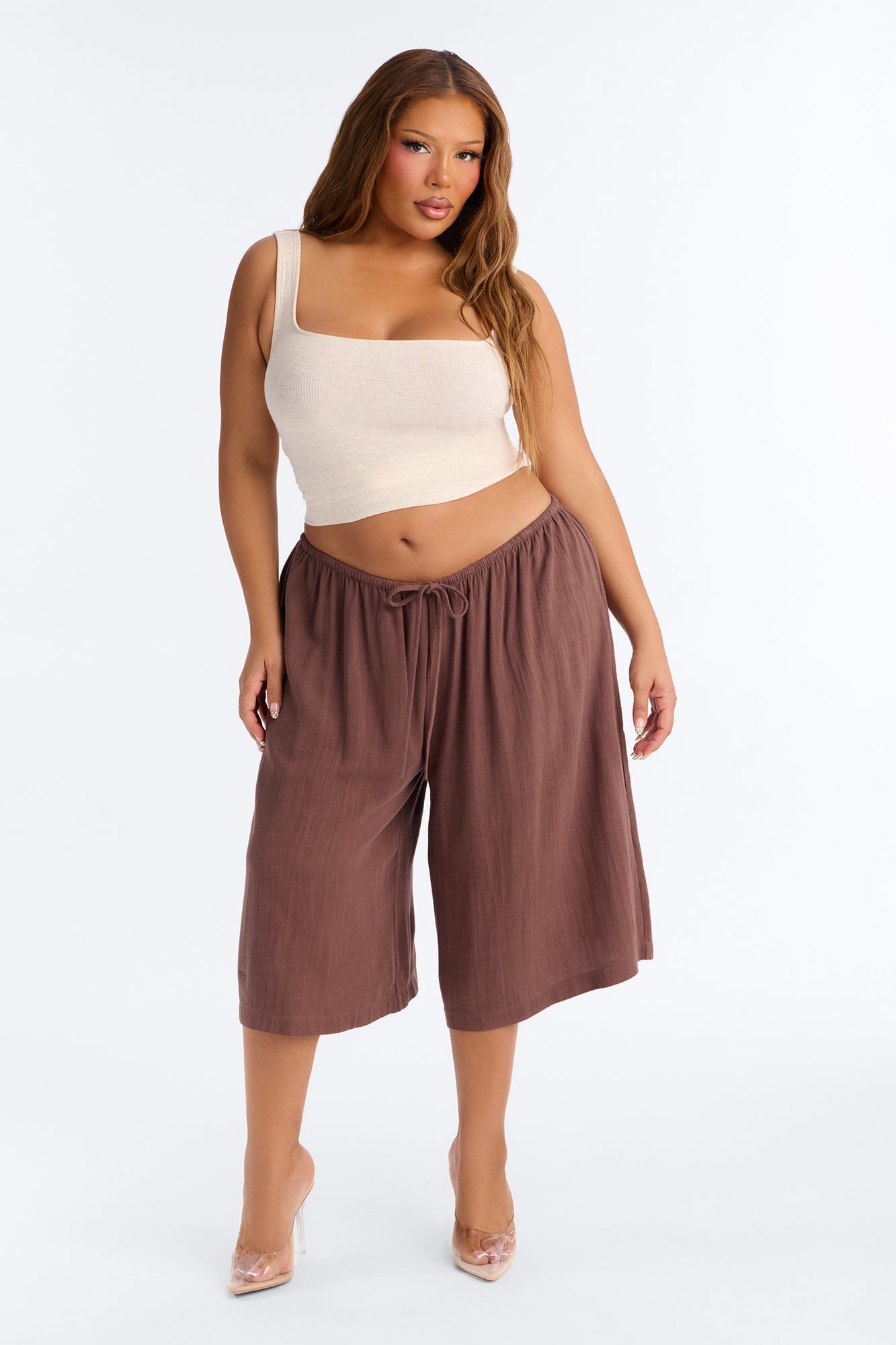 Avery Low Rise Linen Bermuda Short - Brown image 1